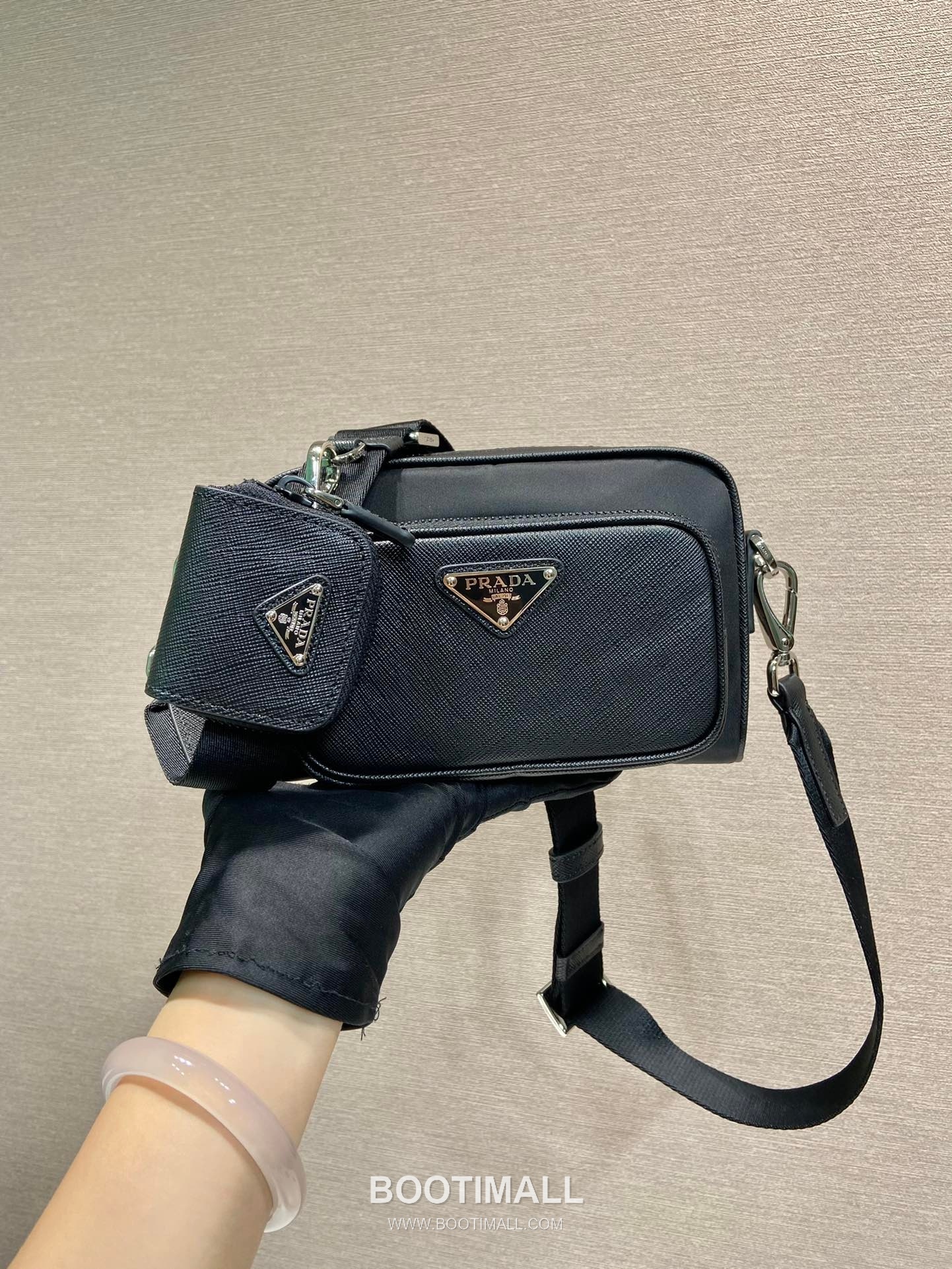 Prada Re-Nylon Saffiano Calfskin Crossbody Bag with Zip Pocket Mini Pouch Detail 프라다 리나일론 사피아노 카프스킨 지퍼 포켓 미니 파우치 크로스백 2VH172 18cm 1