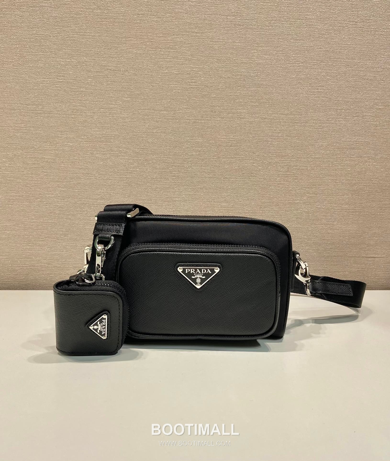 Prada Re-Nylon Saffiano Calfskin Crossbody Bag with Zip Pocket Mini Pouch Detail 프라다 리나일론 사피아노 카프스킨 지퍼 포켓 미니 파우치 크로스백 2VH172 18cm 2