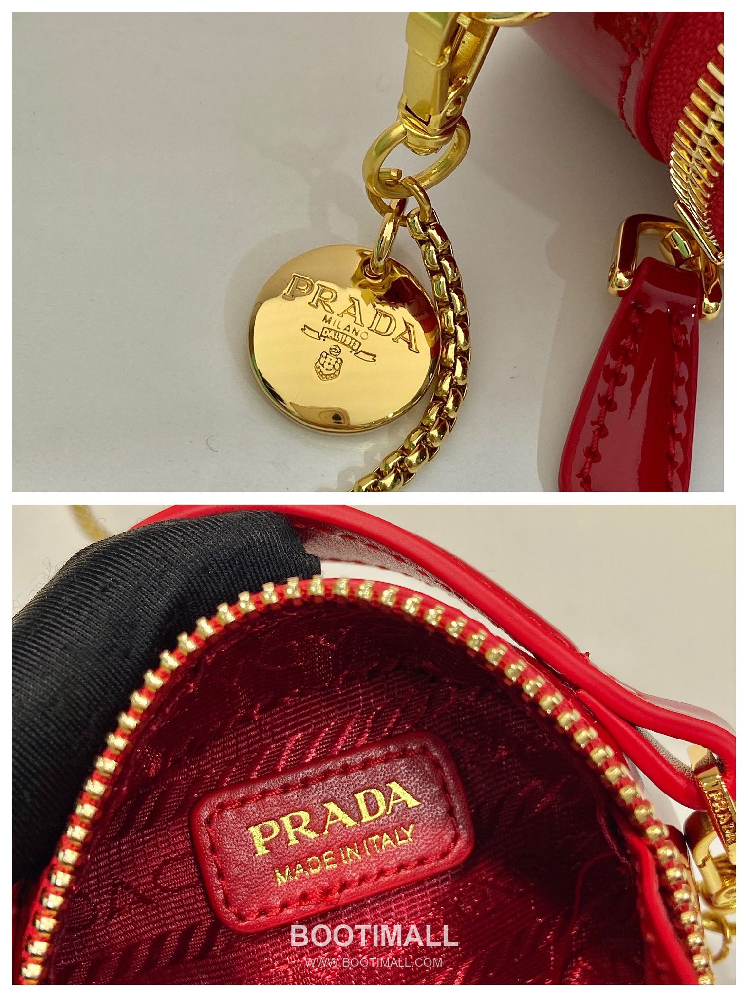 Prada Patent Leather Round Mini Clutch Bag with Chain Strap Detail 프라다 페이턴트 레더 라운드 체인 스트랩 미니 클러치백 1NR023 8cm 9