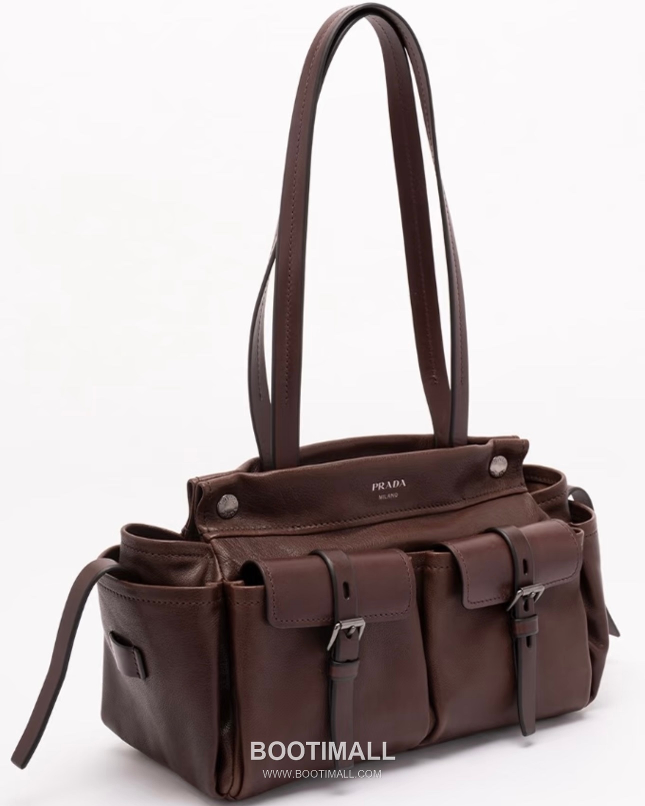 Prada Route Calfskin Tote Bag with Pocket Detail and Shoulder Strap 프라다 루트 카프스킨 포켓 디테일 숄더 스트랩 토트백 1BG645 30cm 6