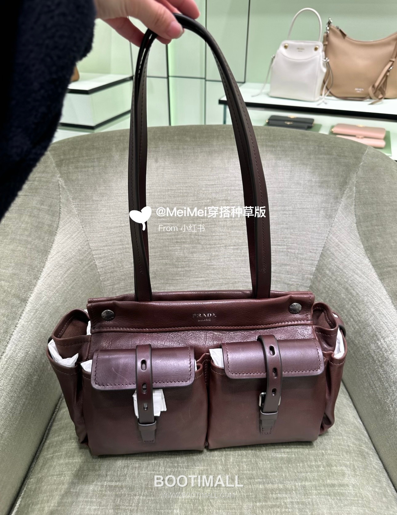 Prada Route Calfskin Tote Bag with Pocket Detail and Shoulder Strap 프라다 루트 카프스킨 포켓 디테일 숄더 스트랩 토트백 1BG645 30cm 7