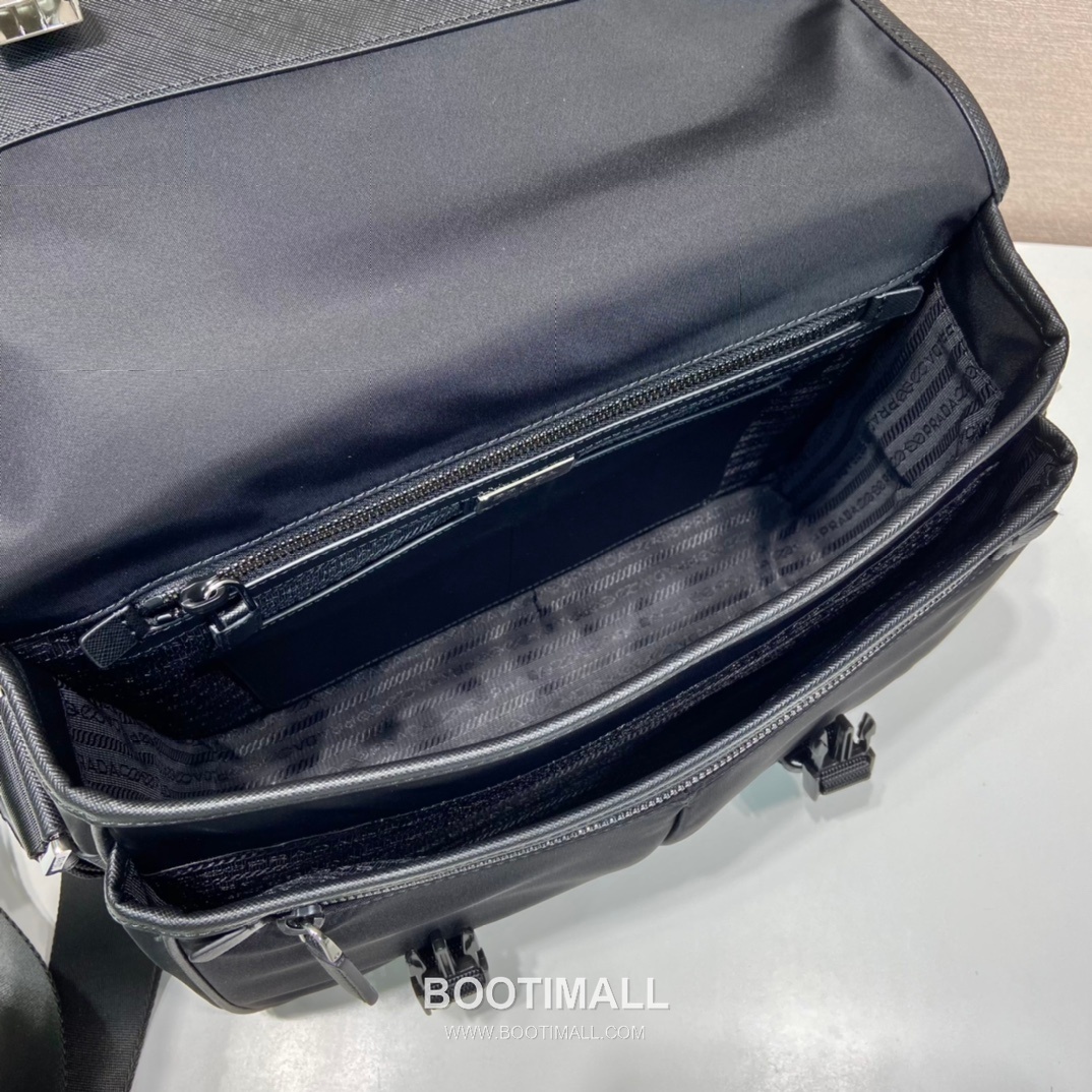 Prada Nylon Saffiano Calfskin Messenger Bag with Flap Strap Detail 프라다 나일론 사피아노 카프스킨 플랩 스트랩 메신저백 VA0768 32cm 8
