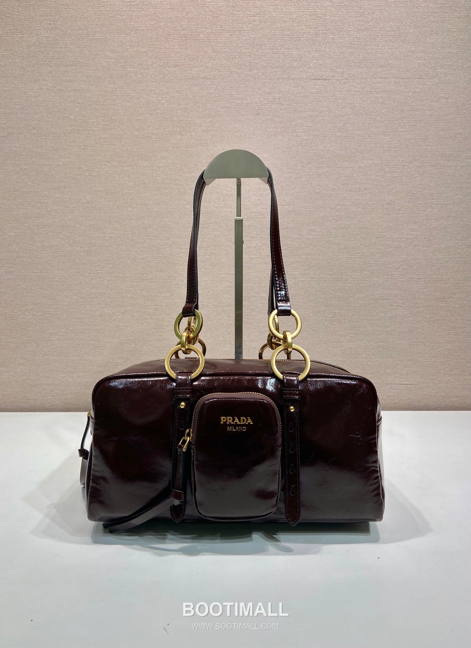 Prada Oil Wax Leather Shoulder Bag with Zip Pocket and Top Handle 프라다 오일왁스 가죽 지퍼 포켓 숄더 핸드백 1BB138 30cm 1