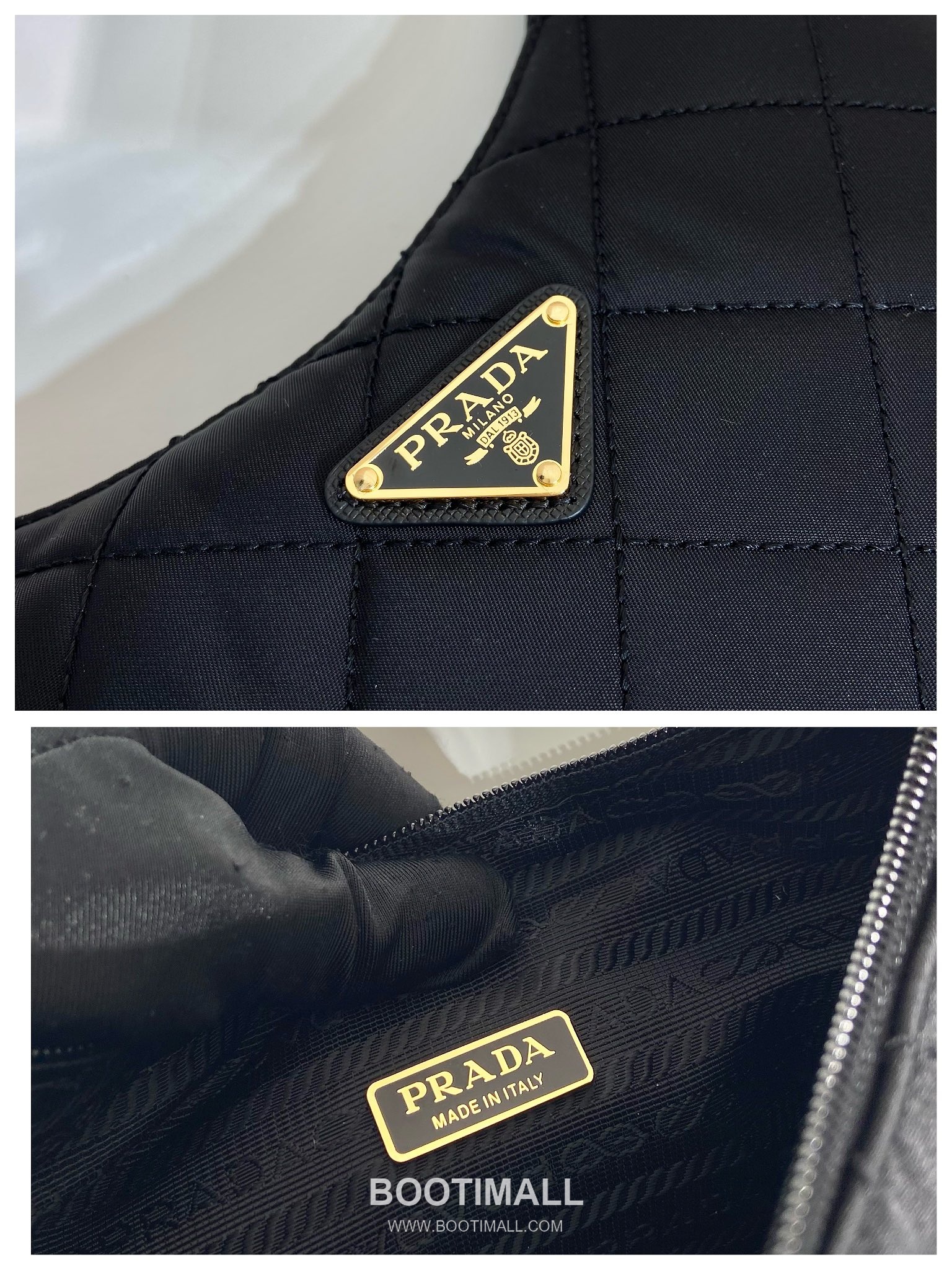 Prada Quilted Nylon Hobo Bag with Triangle Stitch Detail 프라다 퀼팅 나일론 트라이앵글 스티치 호보백 1NE515A 23cm 9
