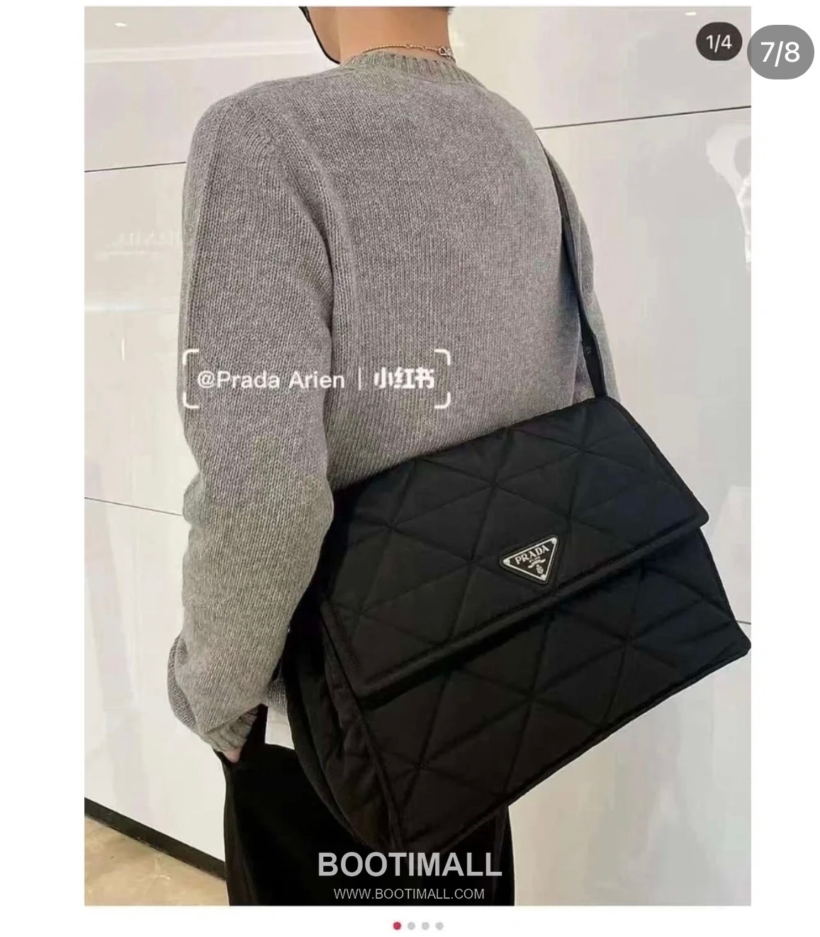 Prada Quilted Nylon Messenger Bag with Web Strap and Back Pocket 프라다 퀼팅 나일론 웹 스트랩 백포켓 메신저백 1BD256 36cm 1