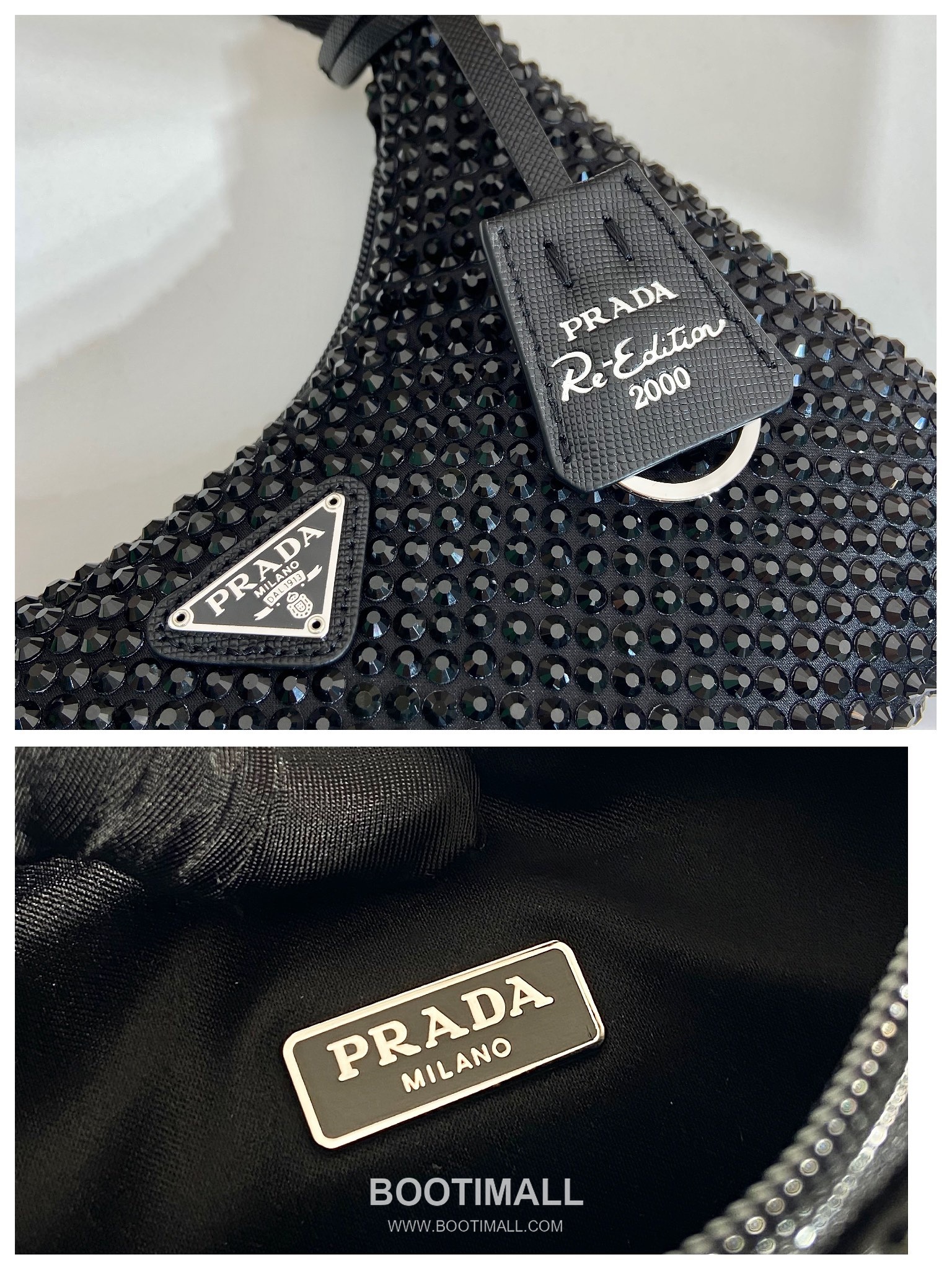Prada Crystal Mesh Hobo Bag with Zip Closure and Strap Detail 프라다 크리스탈 메쉬 지퍼 스트랩 호보백 1NE515 23cm 9