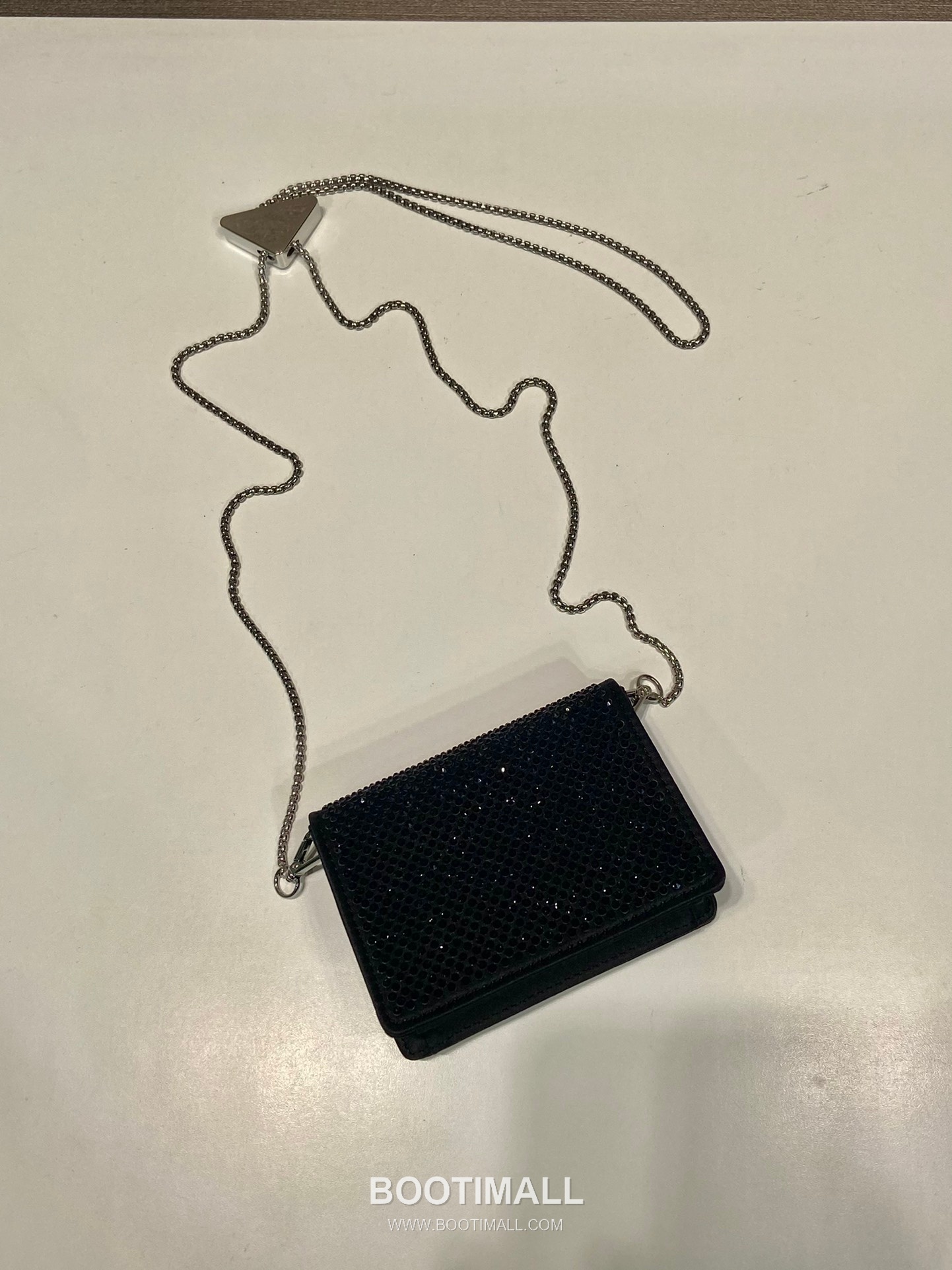 Prada Crystal Duchesse Card Holder Mini Bag with Chain Strap and Logo Detail 프라다 크리스탈 듀체스 체인 스트랩 카드홀더 미니백 1MR024 11.5cm 5