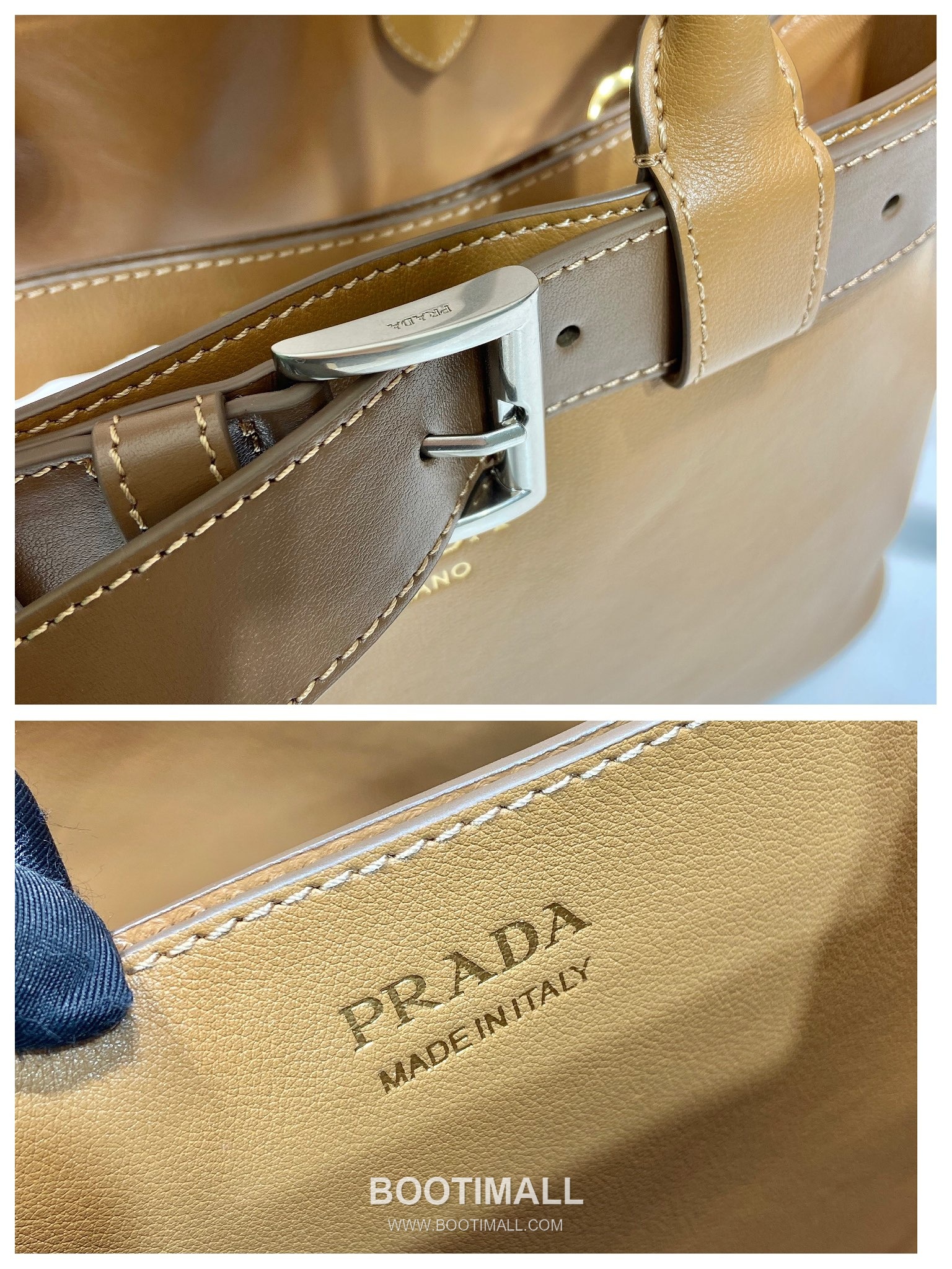 Prada Calfskin Leather Tote Bag with Drawstring Detail and Adjustable Strap 프라다 카프스킨 가죽 드로스트링 스트랩 토트백 1BA434 32cm 9