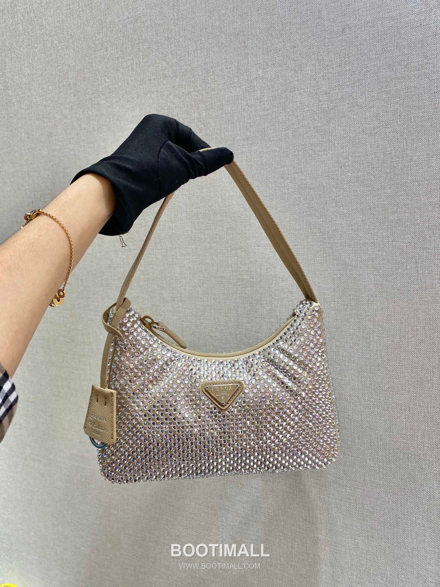 Prada Crystal Mesh Hobo Bag with Zip Closure and Strap Detail 프라다 크리스탈 메쉬 지퍼 스트랩 호보백 1NE515 23cm 1