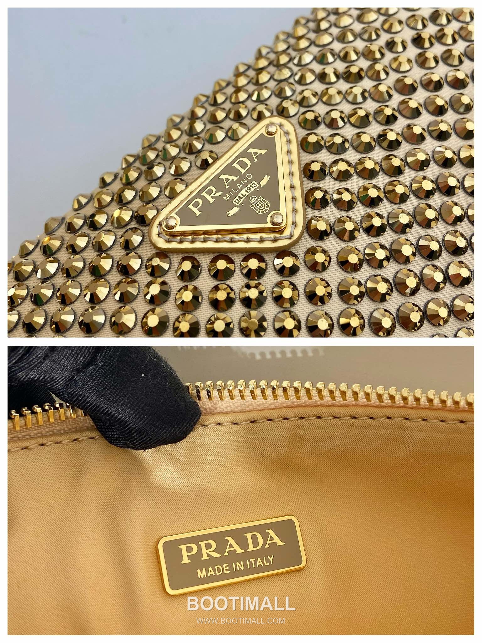 Prada Crystal Triangle Shoulder Bag with Leather Handle and Chain Strap 프라다 크리스탈 트라이앵글 레더 핸들 체인 스트랩 숄더백 1BC190 26cm 7