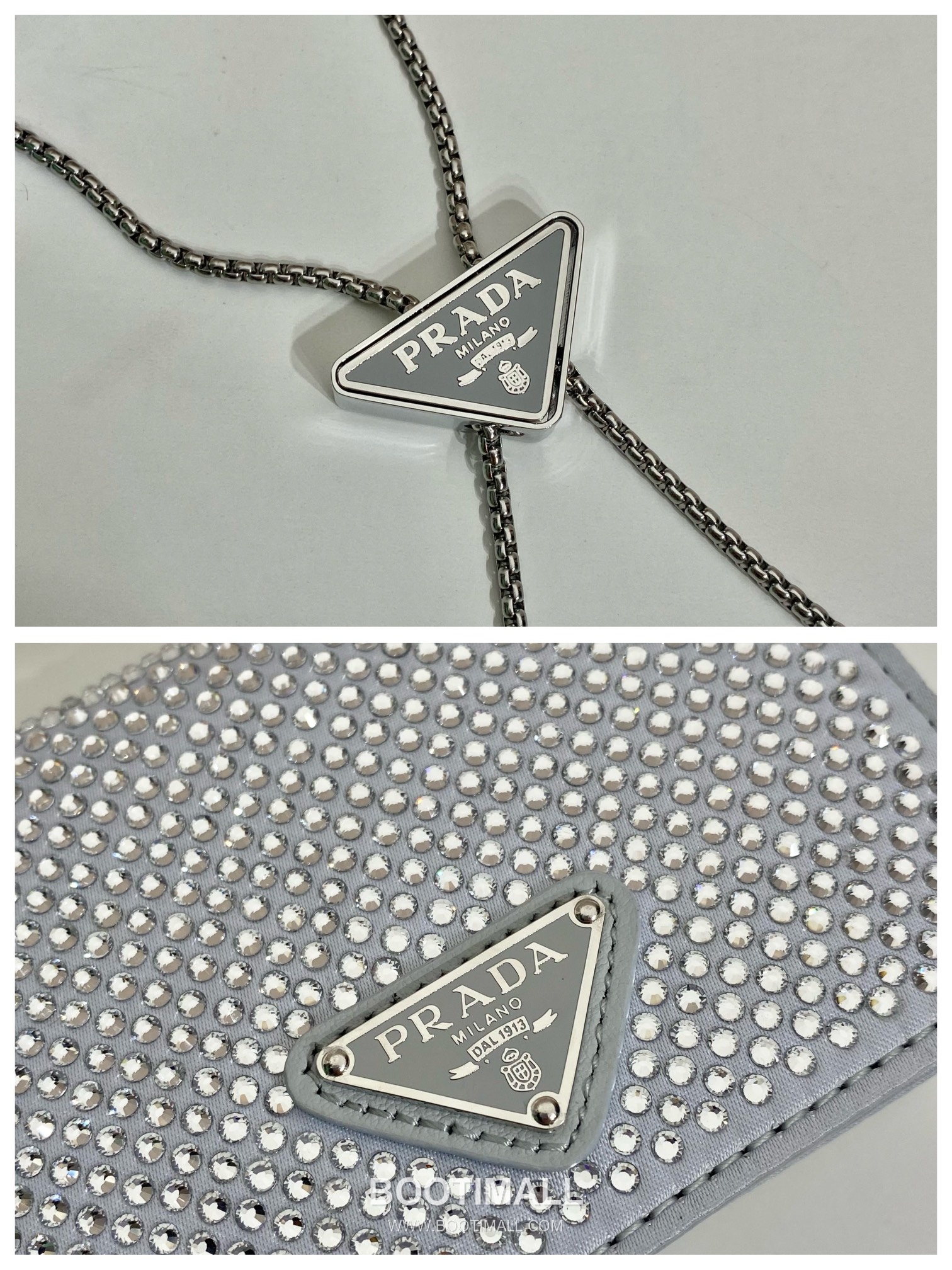 Prada Crystal Duchesse Card Holder Mini Bag with Chain Strap and Logo Detail 프라다 크리스탈 듀체스 체인 스트랩 카드홀더 미니백 1MR024 11.5cm 5