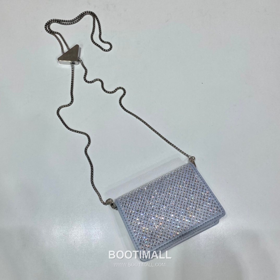 Prada Crystal Duchesse Card Holder Mini Bag with Chain Strap and Logo Detail 프라다 크리스탈 듀체스 체인 스트랩 카드홀더 미니백 1MR024 11.5cm 6