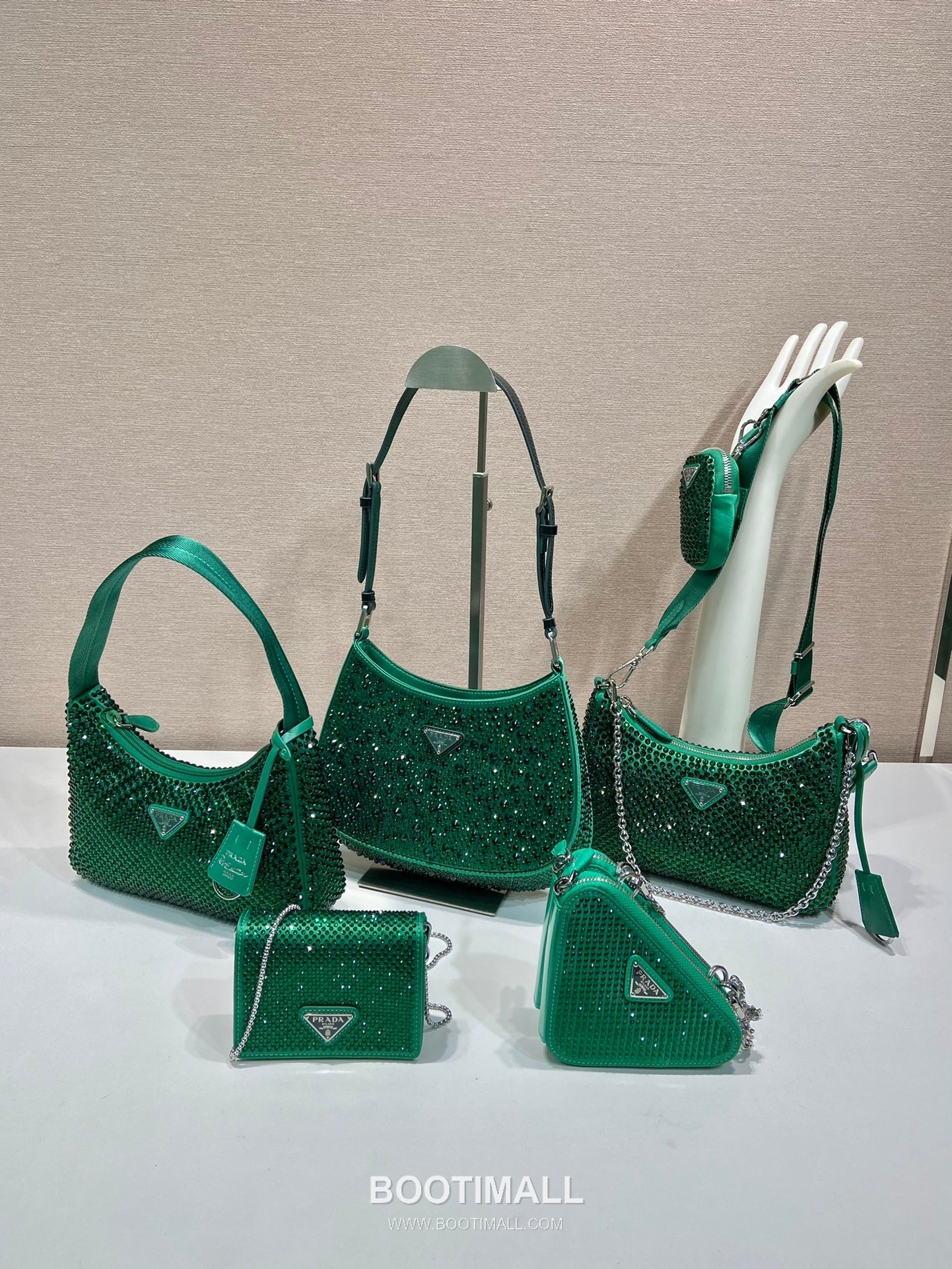 Prada Crystal Duchesse Card Holder Mini Bag with Chain Strap and Logo Detail 프라다 크리스탈 듀체스 체인 스트랩 카드홀더 미니백 1MR024 11.5cm 12