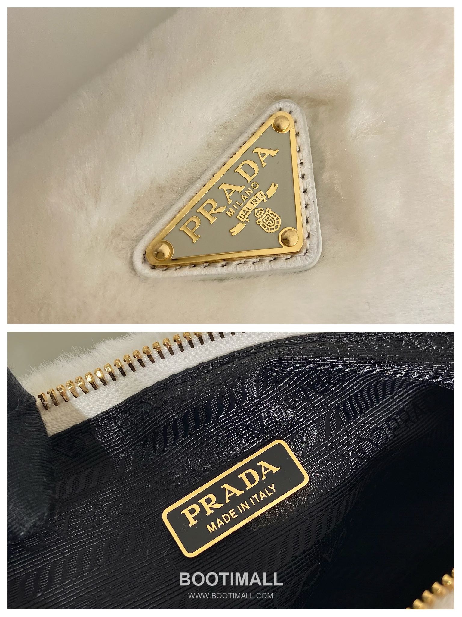 Prada Goat Fur Triangle Hobo Bag with Chain Strap and Fur Handle 프라다 고트 퍼 트라이앵글 체인 스트랩 퍼 호보백 1NQ044 28cm 9
