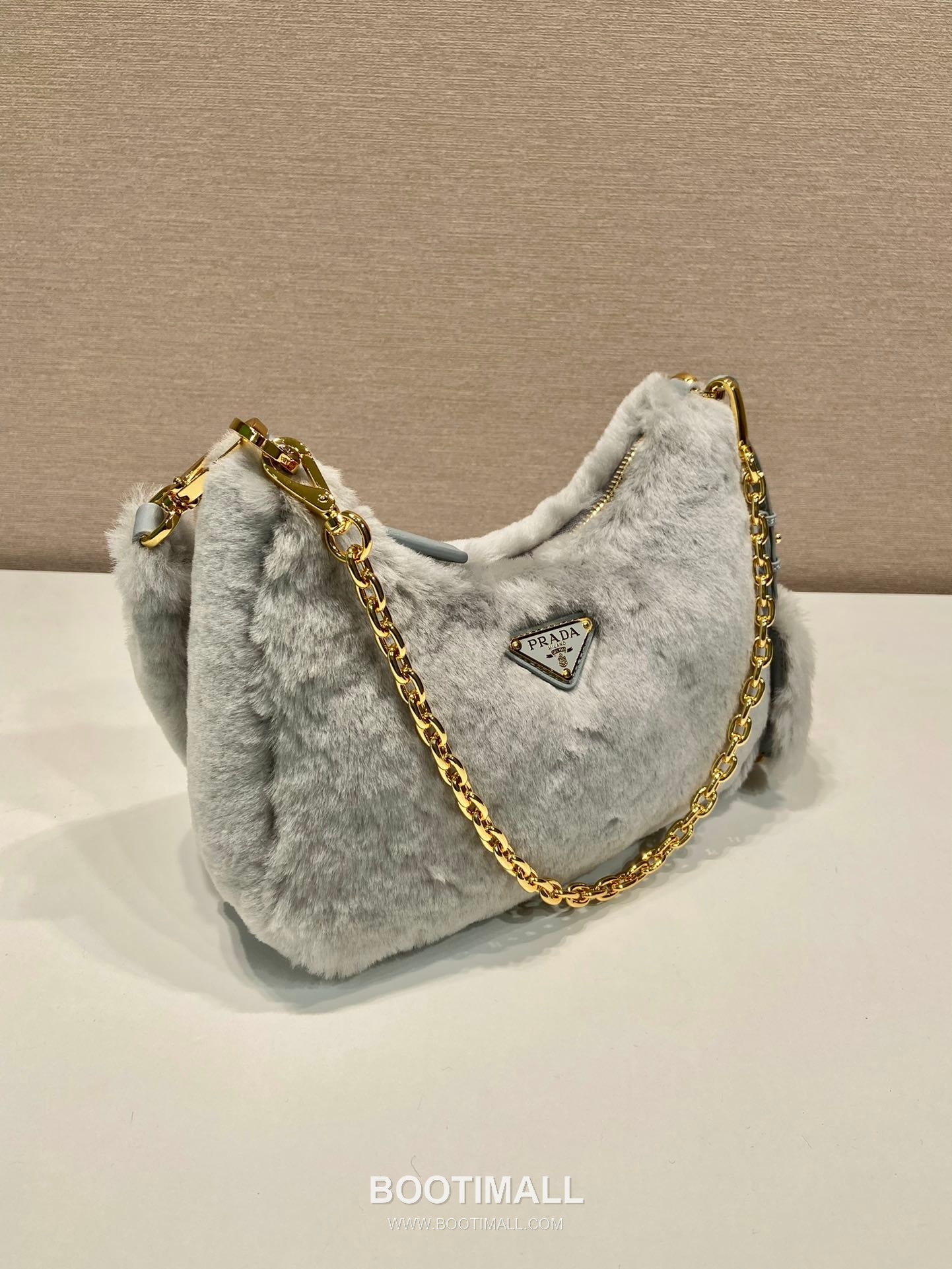 Prada Goat Fur Hobo Bag with Chain Strap and Fur Handle 프라다 고트 퍼 체인 스트랩 퍼 호보백 1BC204 23cm 4