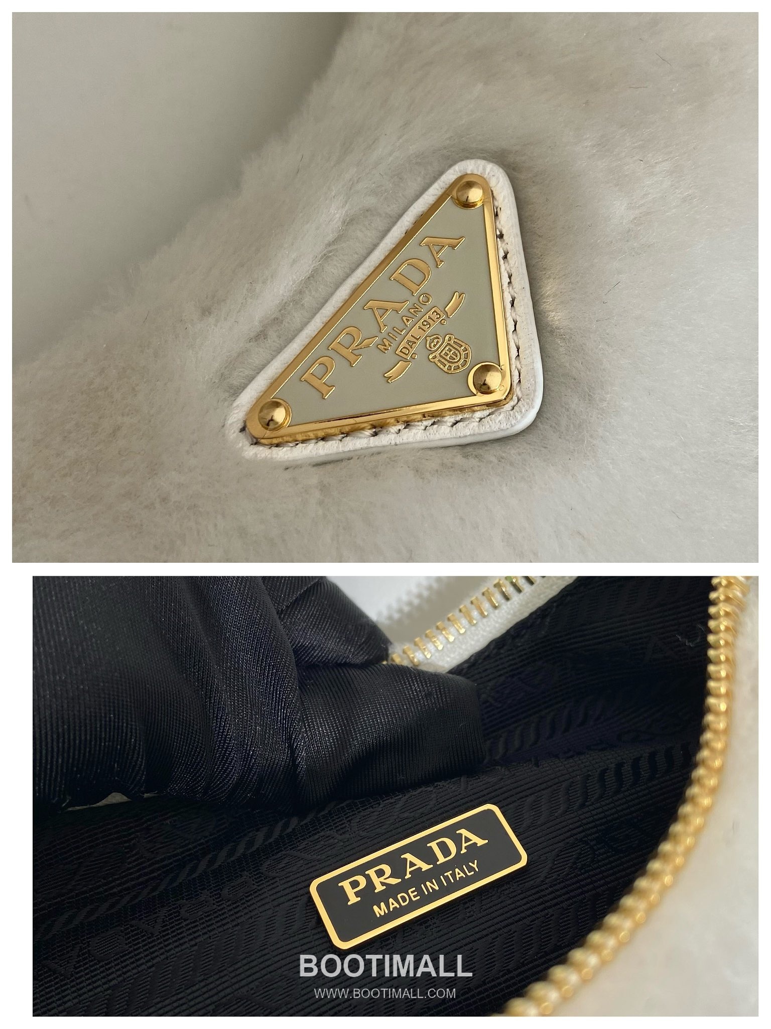 Prada Goat Fur Hobo Bag with Chain Strap and Fur Handle 프라다 고트 퍼 체인 스트랩 퍼 호보백 1BC204 23cm 9