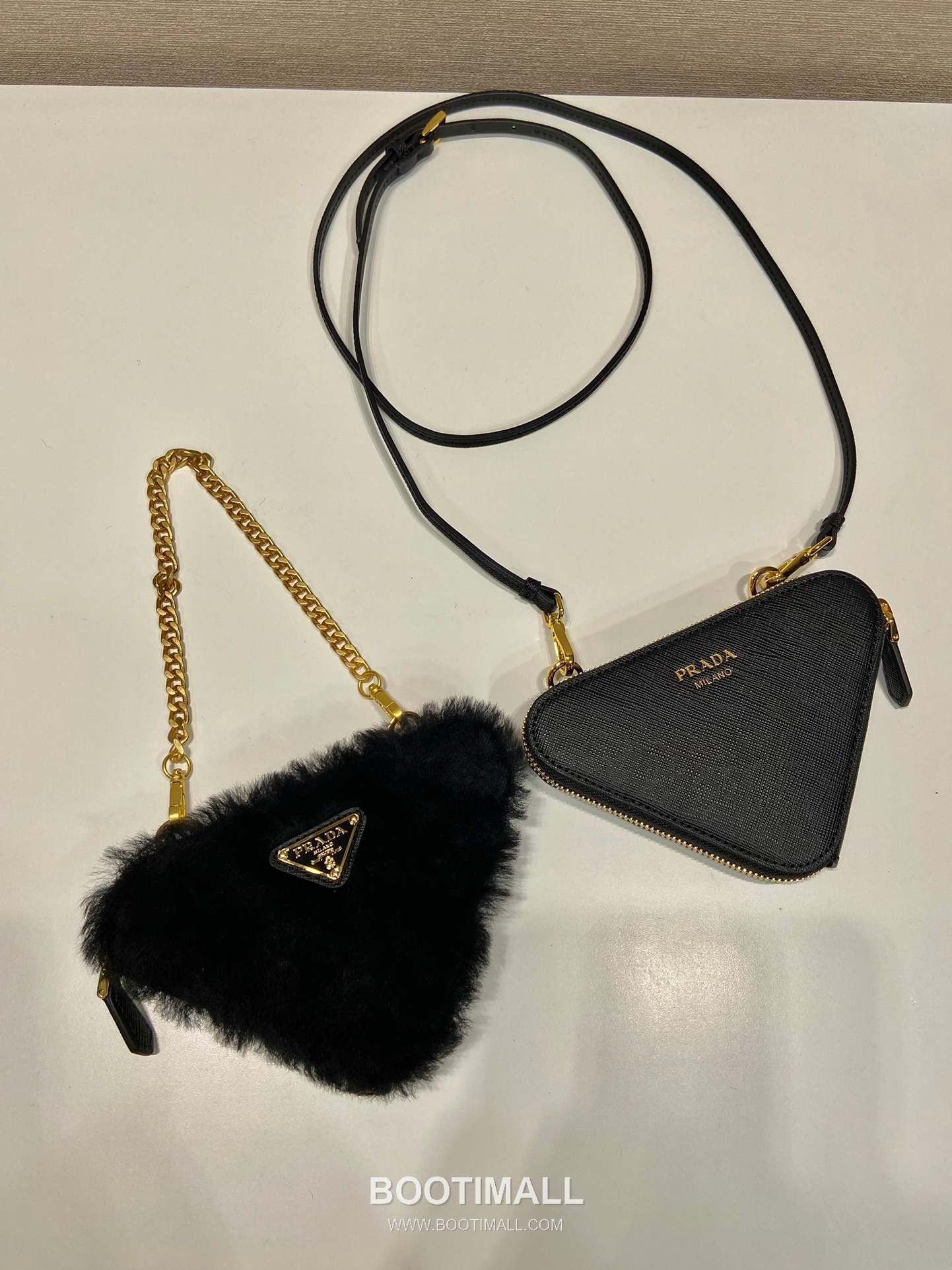 Prada Goat Fur Twin Triangle Bag with Detachable Dual Design and Strap 프라다 고트 퍼 트윈 트라이앵글 분리형 스트랩 미니백 1NR015 15cm 3