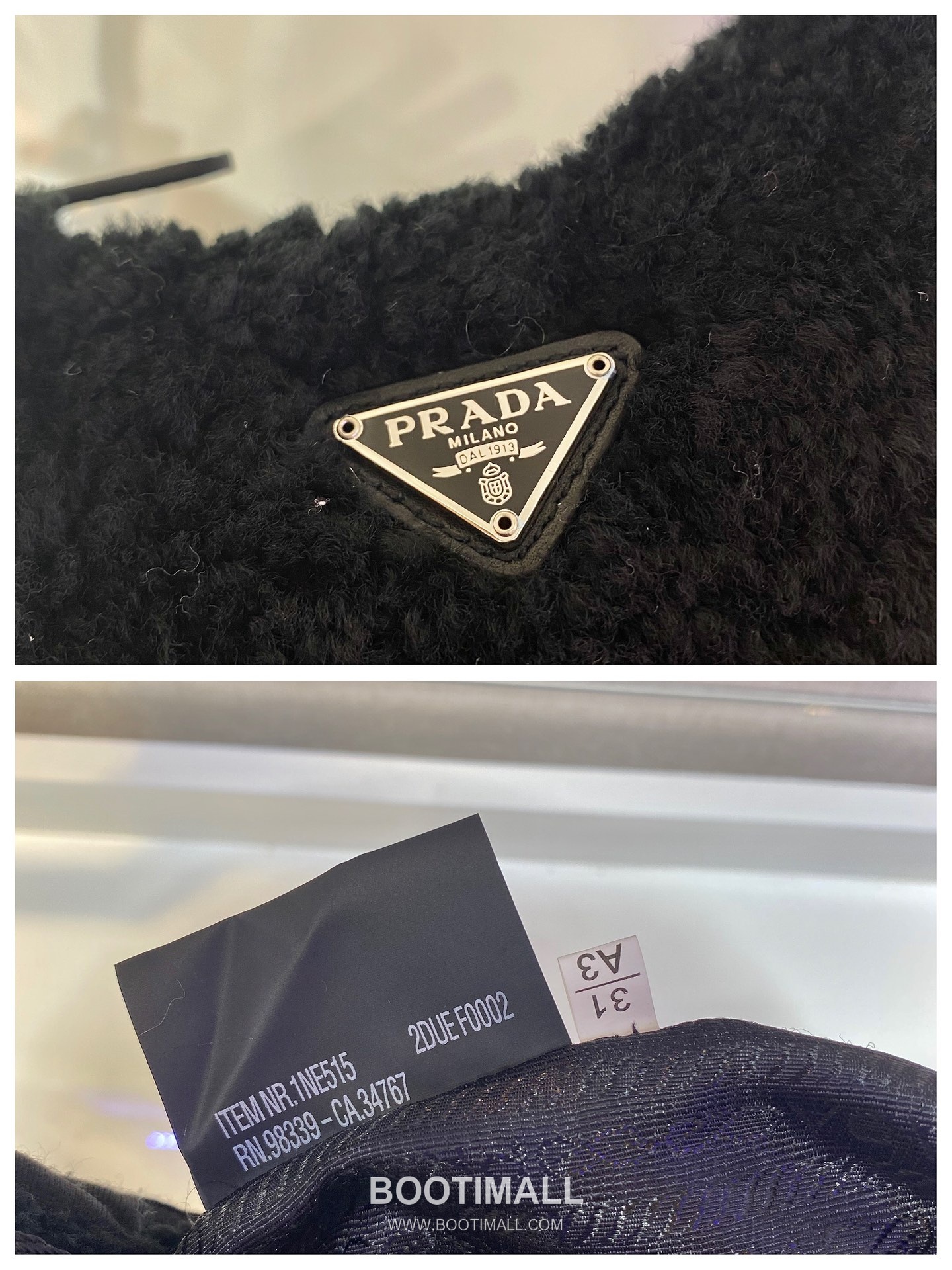 Prada Goat Fur Hobo Bag with Soft Texture and Zip Detail 프라다 고트 퍼 소프트 텍스처 지퍼 호보백 NE515 23cm 9