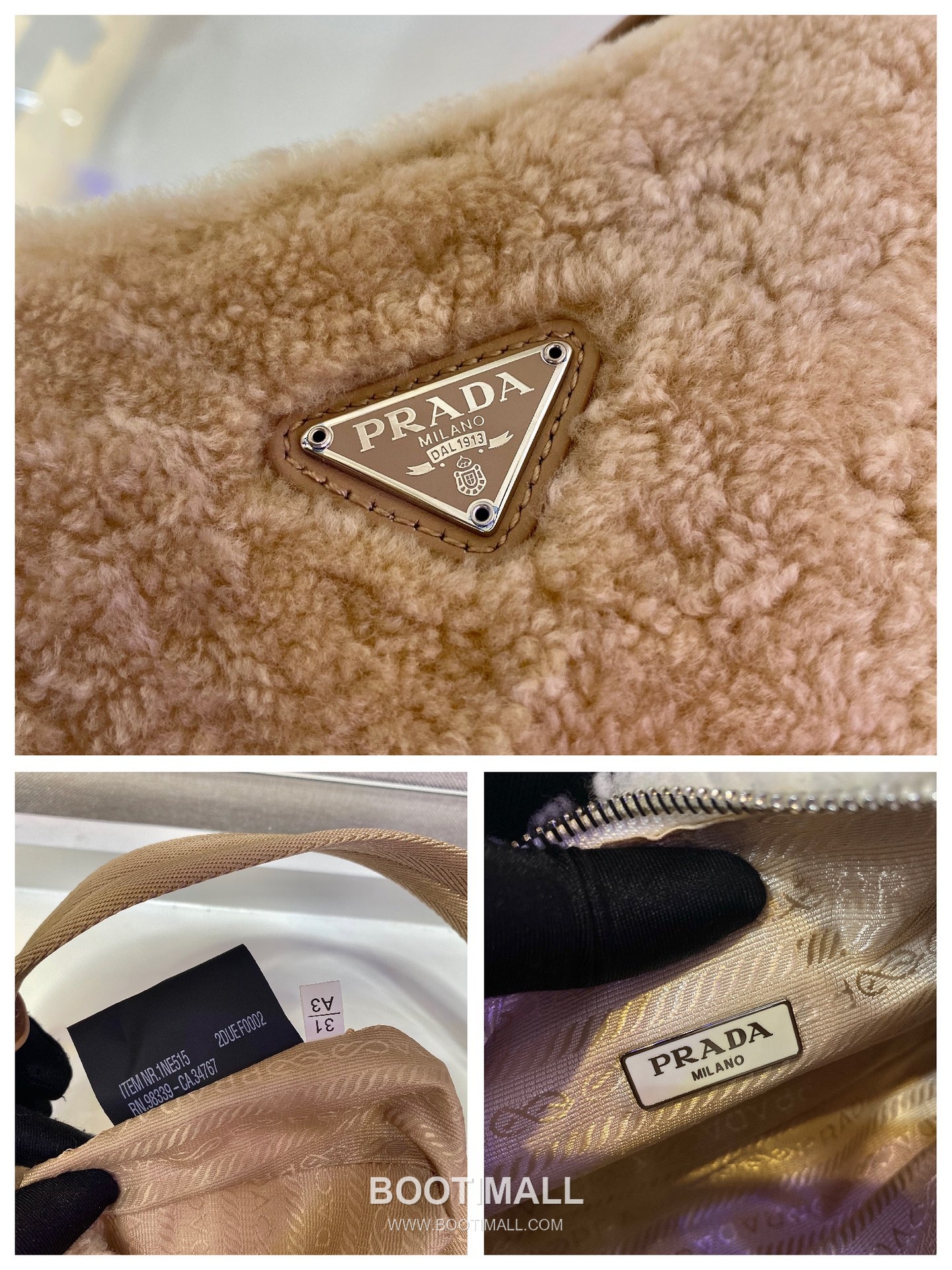 Prada Goat Fur Hobo Bag with Soft Texture and Zip Detail 프라다 고트 퍼 소프트 텍스처 지퍼 호보백 NE515 23cm 9
