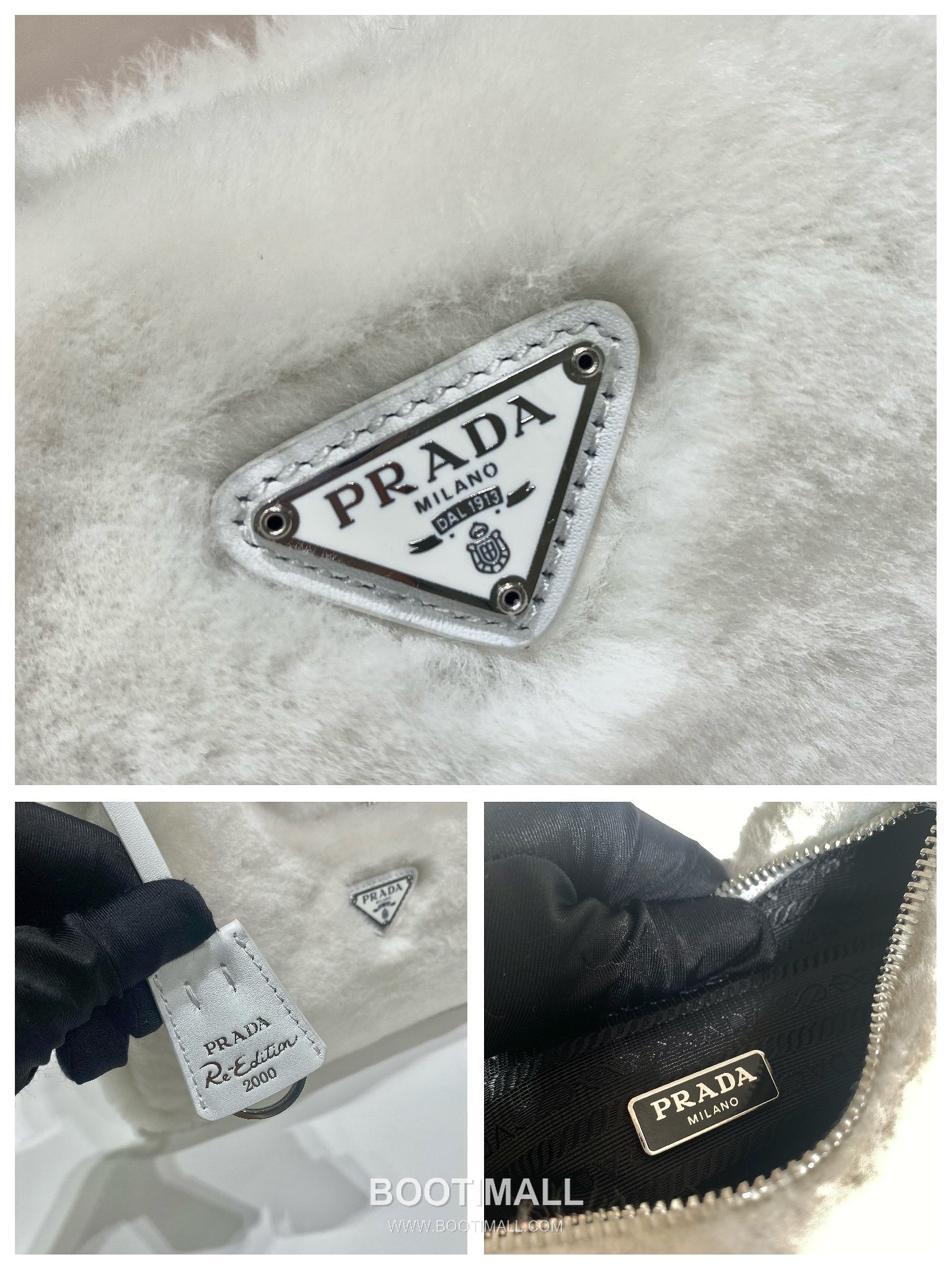 Prada Goat Fur Hobo Bag with Soft Texture and Zip Detail 프라다 고트 퍼 소프트 텍스처 지퍼 호보백 NE515 23cm 9