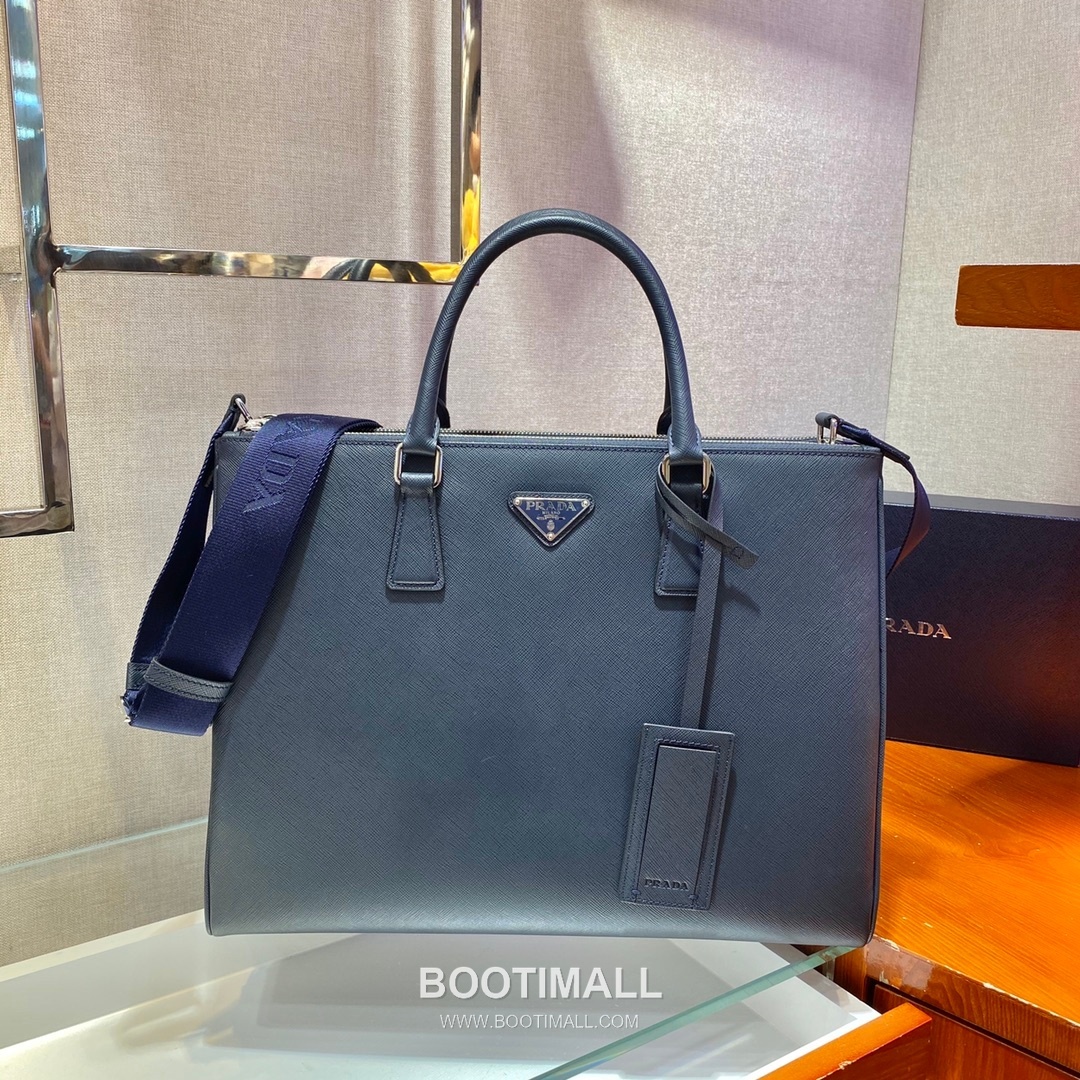 Prada Calfskin Leather Tote Bag with Zip Compartments and Nylon Strap 프라다 카프스킨 가죽 지퍼 컴파트먼트 나일론 스트랩 토트백 2VG061 39cm 2