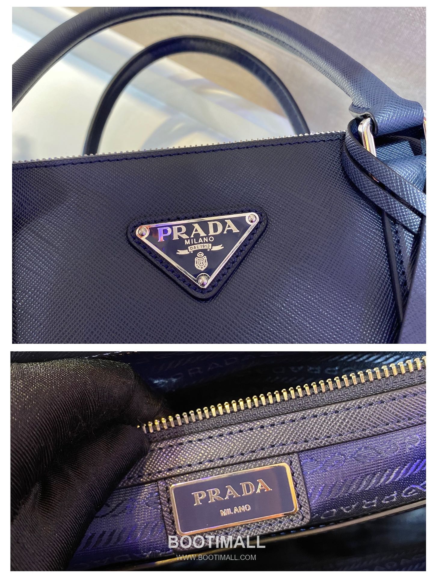 Prada Calfskin Leather Tote Bag with Zip Compartments and Nylon Strap 프라다 카프스킨 가죽 지퍼 컴파트먼트 나일론 스트랩 토트백 2VG061 39cm 9