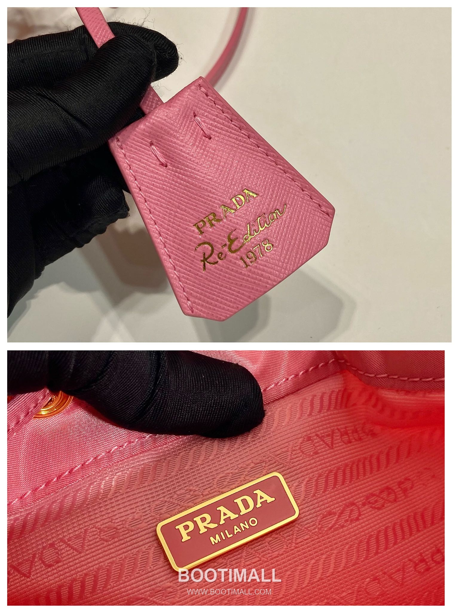 Prada Nylon Bucket Bag with Leather Strap and Key Holder Detail 프라다 나일론 레더 스트랩 키홀더 버킷백 1BE067 15.5cm 9