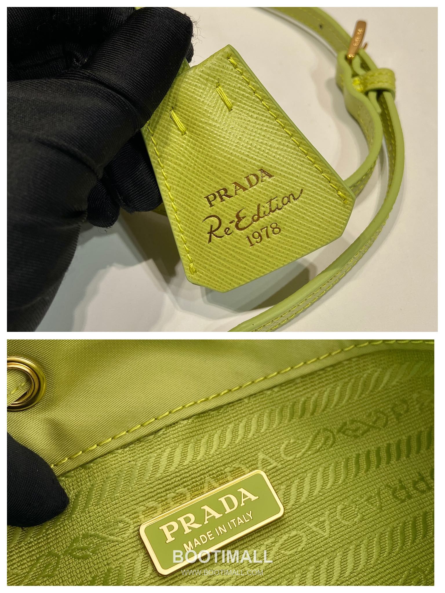 Prada Nylon Bucket Bag with Leather Strap and Key Holder Detail 프라다 나일론 레더 스트랩 키홀더 버킷백 1BE067 15.5cm 9