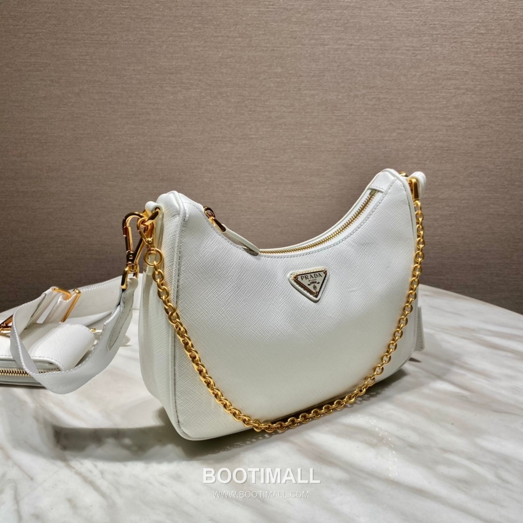 Prada Calfskin Leather Hobo Bag with Chain Handle and Multi Strap Detail 프라다 카프스킨 가죽 체인 핸들 멀티 스트랩 호보백 1BH204 23cm 3