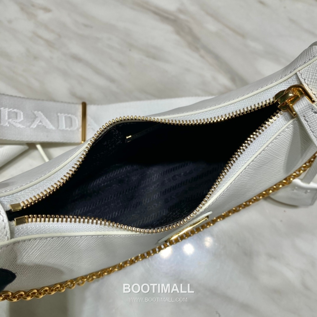 Prada Calfskin Leather Hobo Bag with Chain Handle and Multi Strap Detail 프라다 카프스킨 가죽 체인 핸들 멀티 스트랩 호보백 1BH204 23cm 7