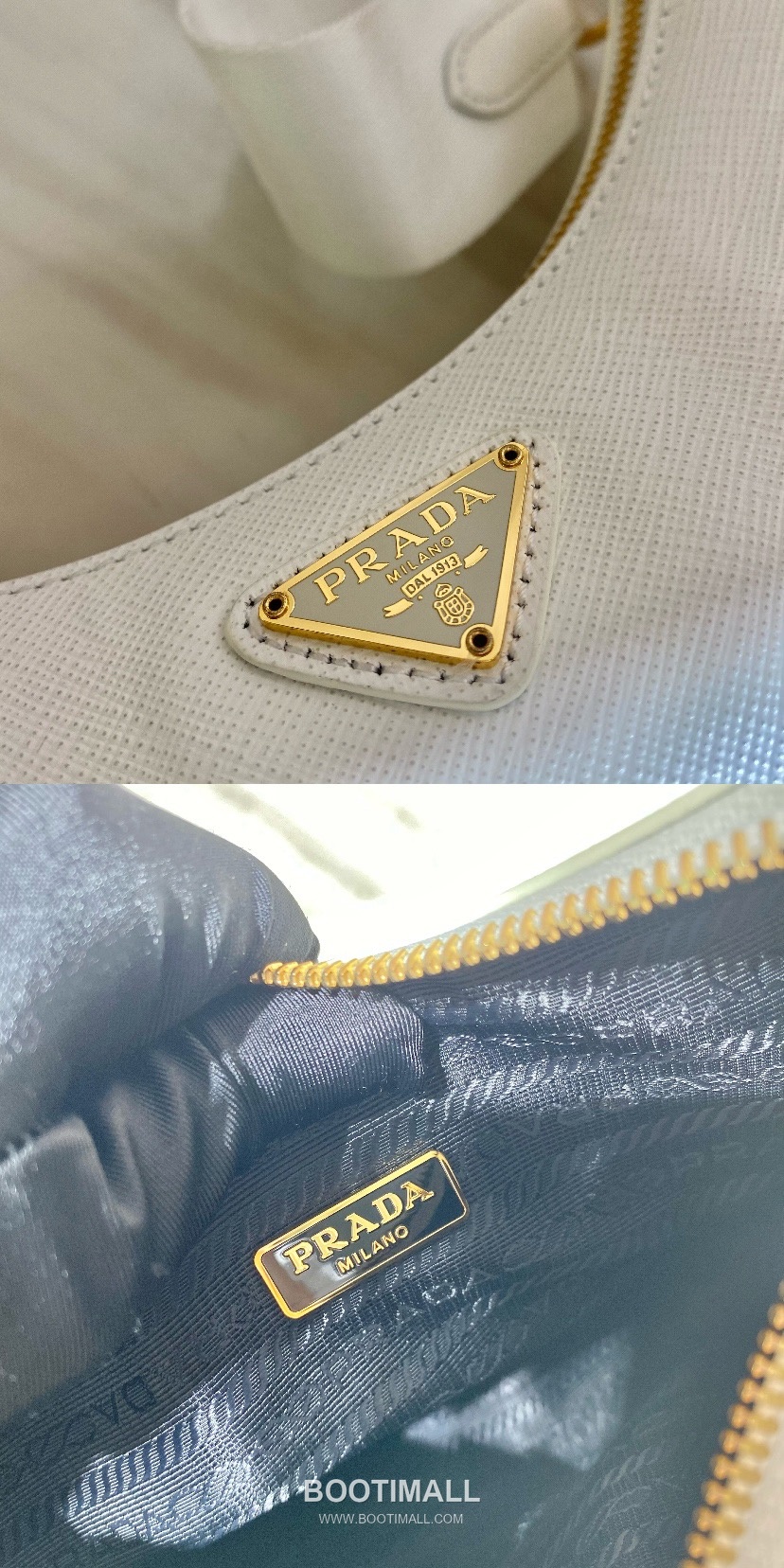 Prada Calfskin Leather Hobo Bag with Chain Handle and Multi Strap Detail 프라다 카프스킨 가죽 체인 핸들 멀티 스트랩 호보백 1BH204 23cm 8