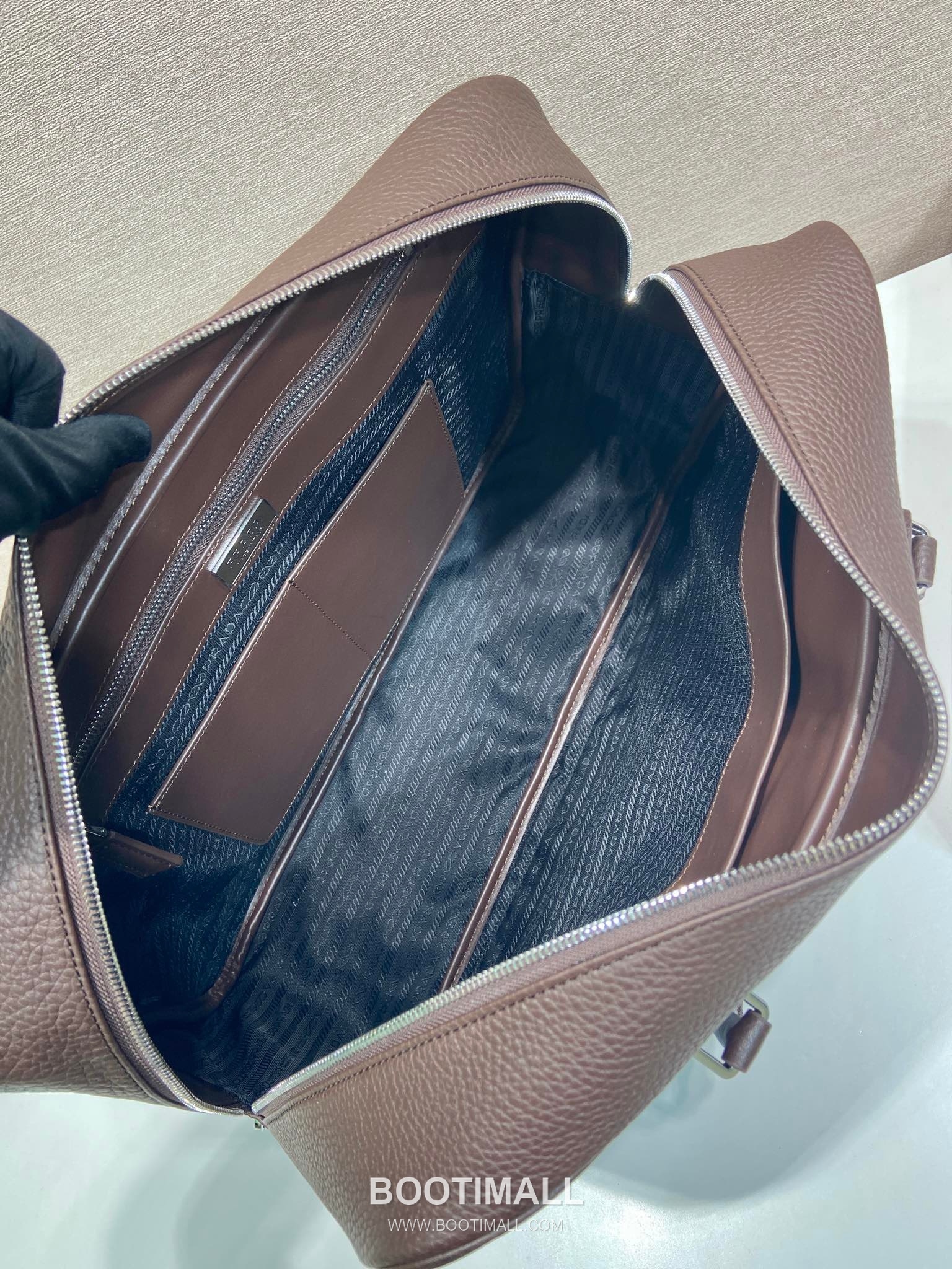 Prada Deerskin Calf Leather Briefcase Bag with Lock Detail and Name Tag 프라다 디어스킨 카프 가죽 락 디테일 네임태그 브리프케이스 2VE027 40cm 8