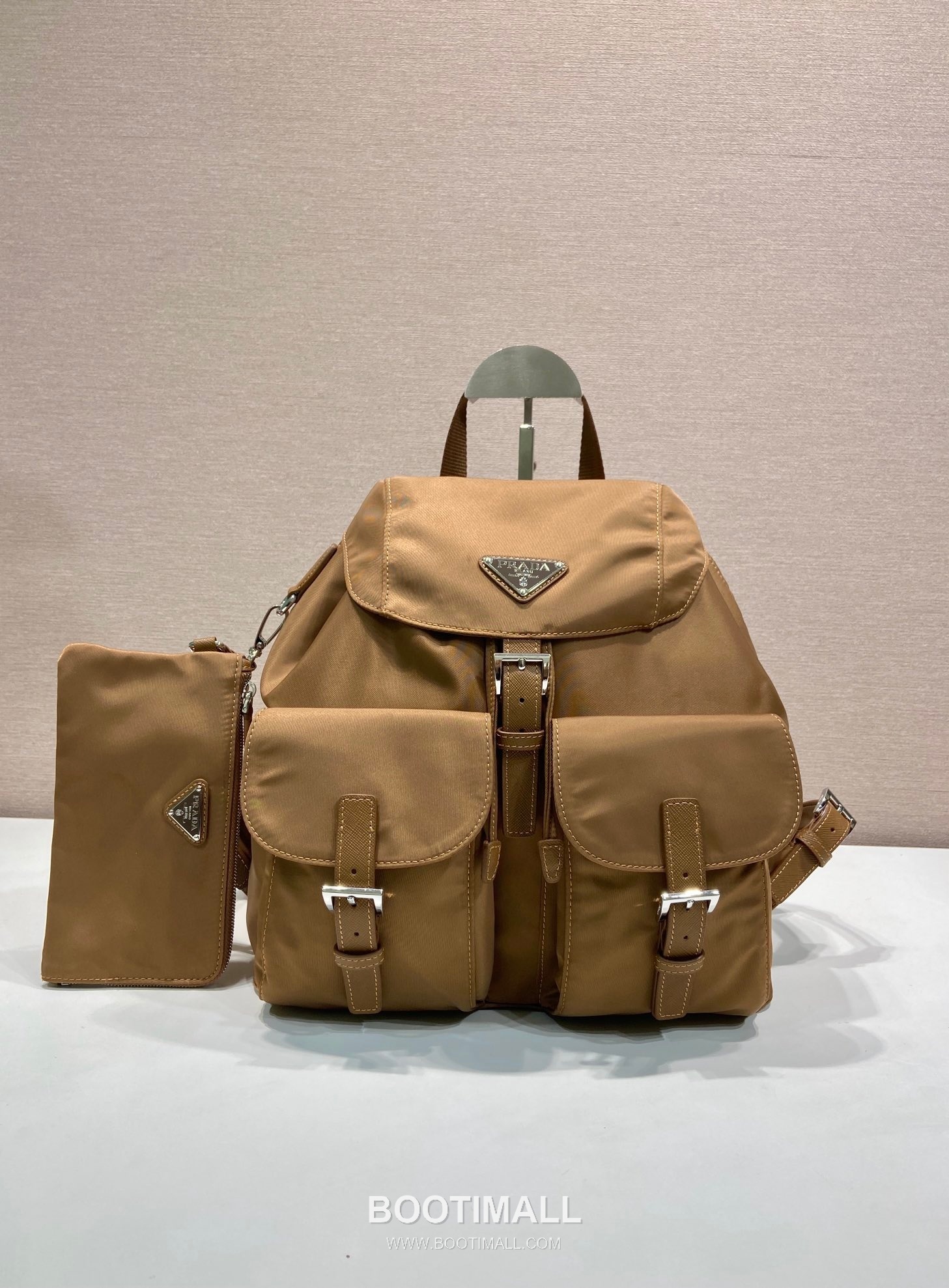 Prada Nylon Backpack with Saffiano Leather Trim and Detachable Pouch 프라다 나일론 사피아노 트림 탈부착 파우치 백팩 1BZ811 30cm 1