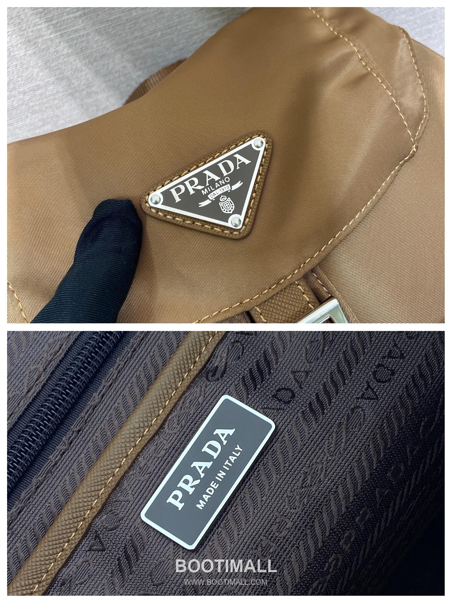 Prada Nylon Backpack with Saffiano Leather Trim and Detachable Pouch 프라다 나일론 사피아노 트림 탈부착 파우치 백팩 1BZ811 30cm 9