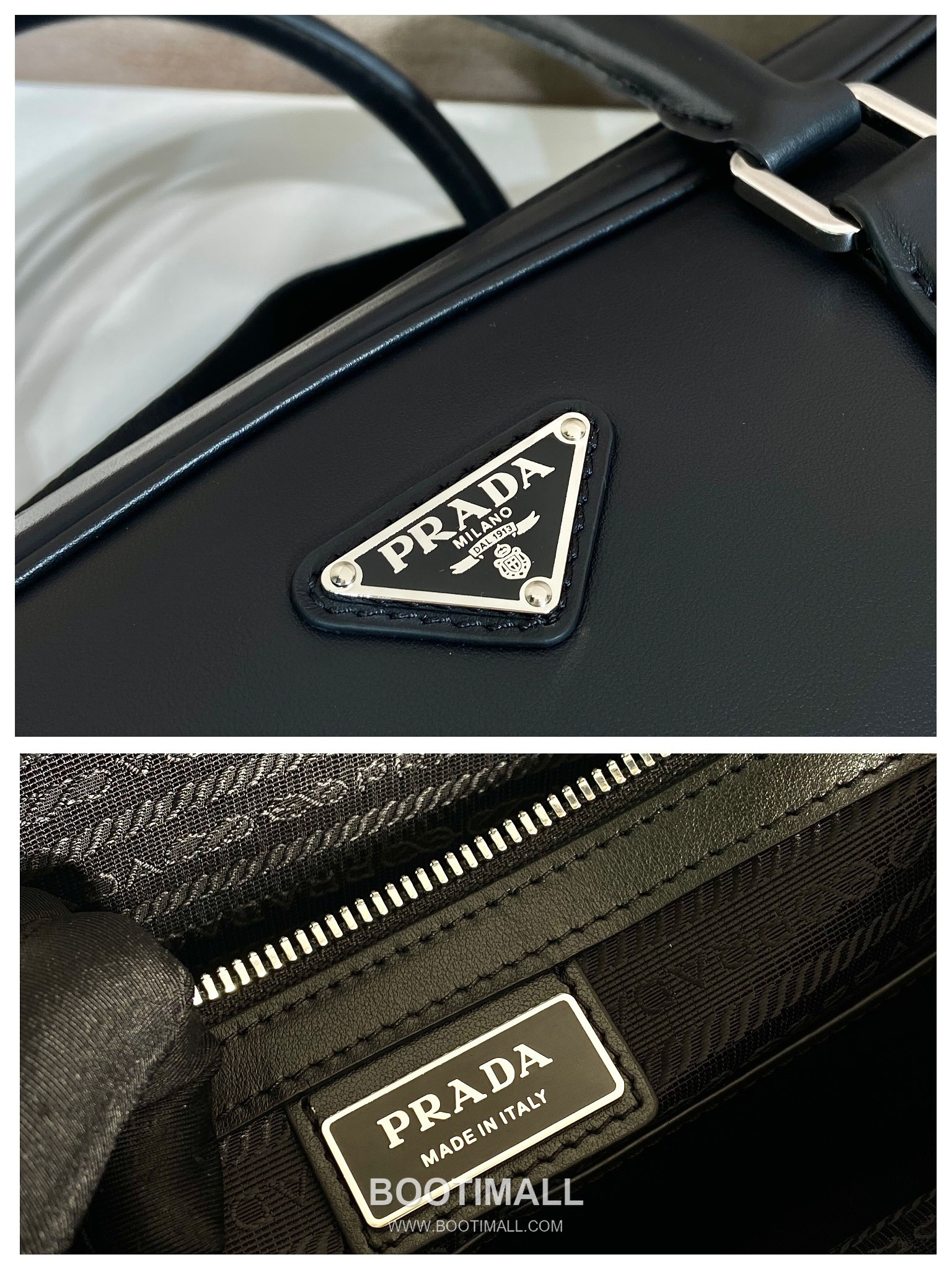 Prada Calfskin Leather Double Compartment Briefcase with Nylon Strap 프라다 카프스킨 가죽 더블 컴파트먼트 나일론 스트랩 브리프케이스 2VE025 39cm 9