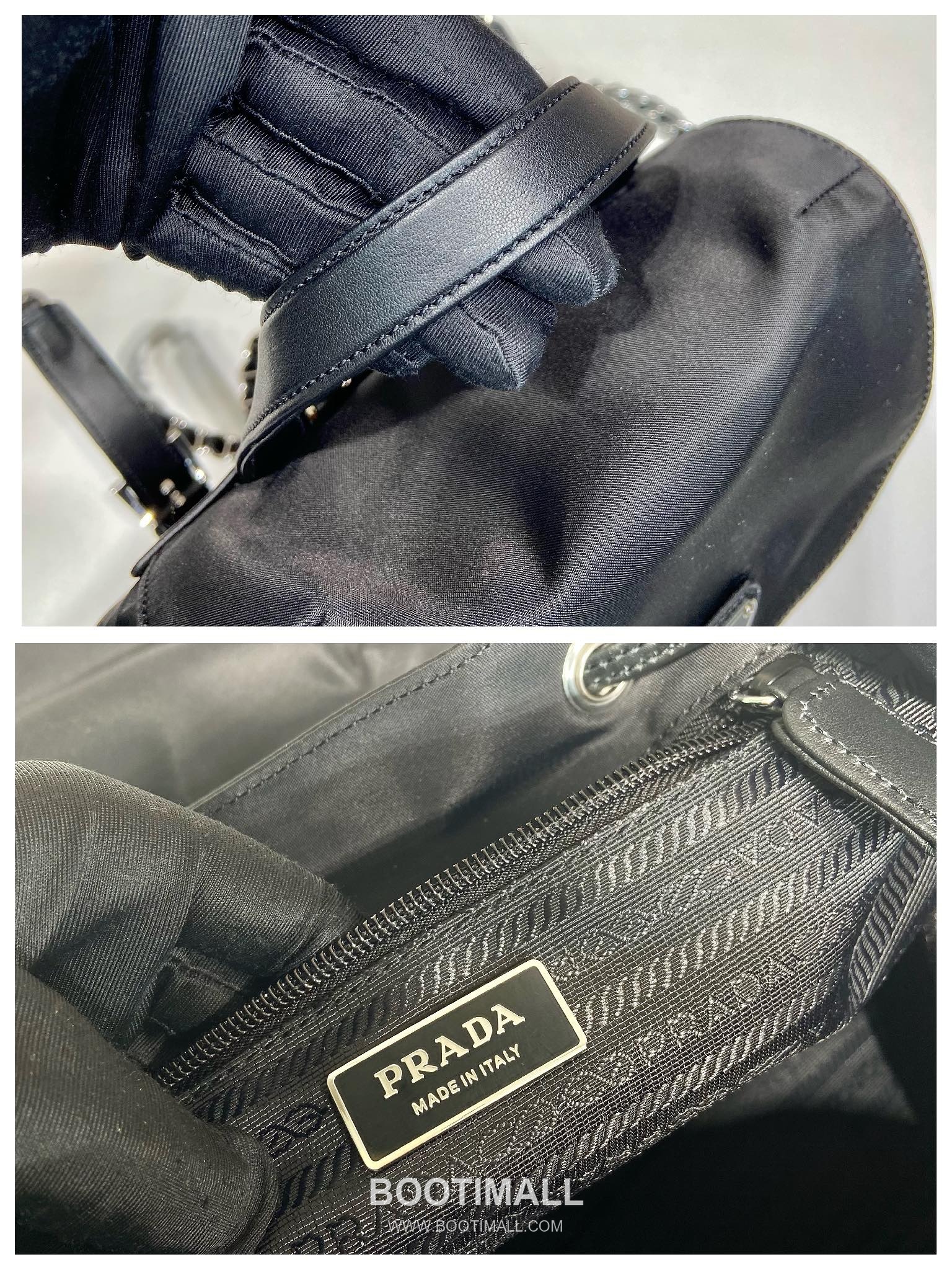Prada Nylon Backpack with Calfskin Trim and Metal Chain Detail 프라다 나일론 카프스킨 트림 메탈 체인 디테일 백팩 1BZ830 32cm 10