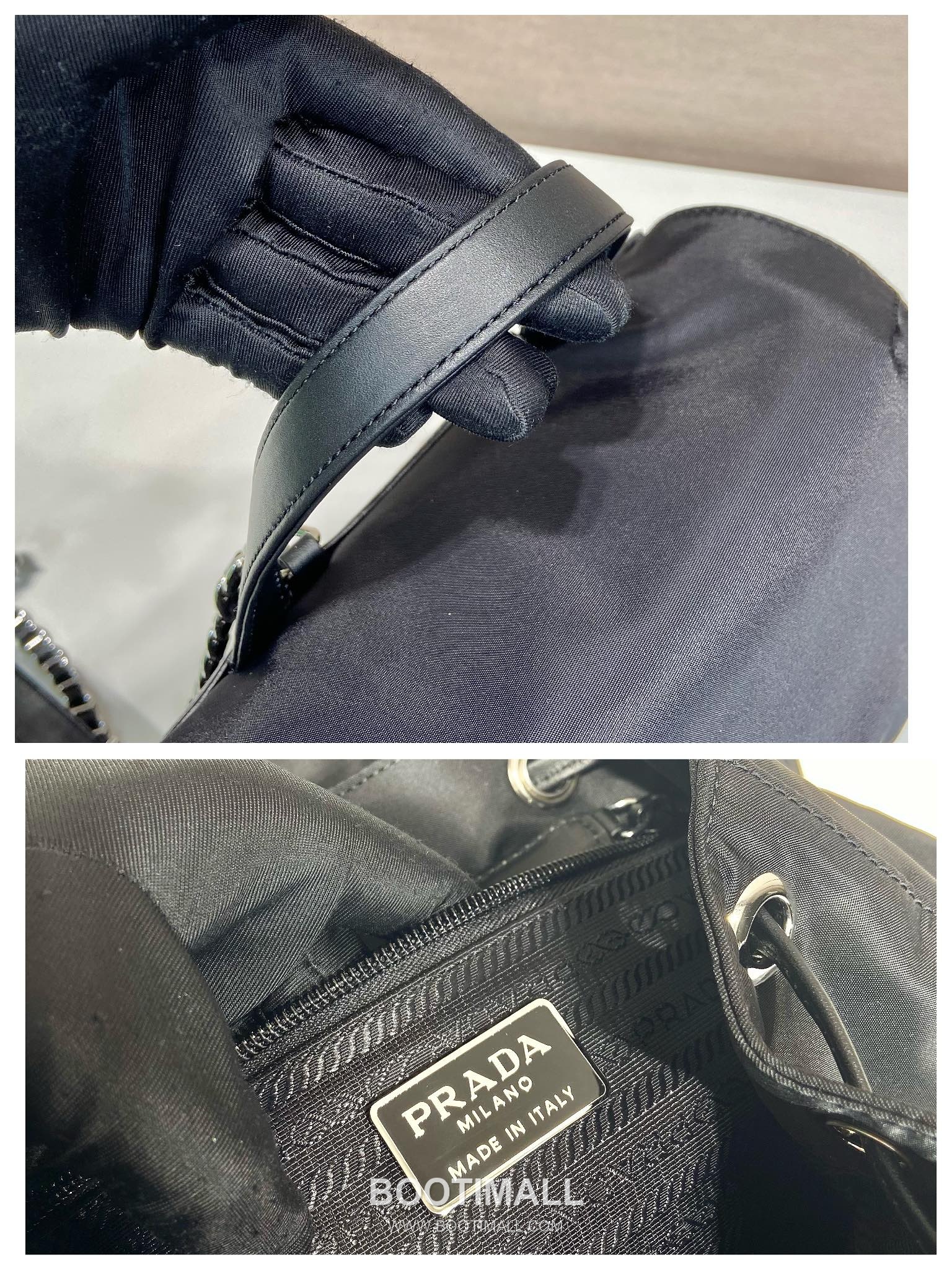 Prada Nylon Backpack with Calfskin Trim and Metal Chain Detail 프라다 나일론 카프스킨 트림 메탈 체인 디테일 백팩 1BZ831 26cm 9