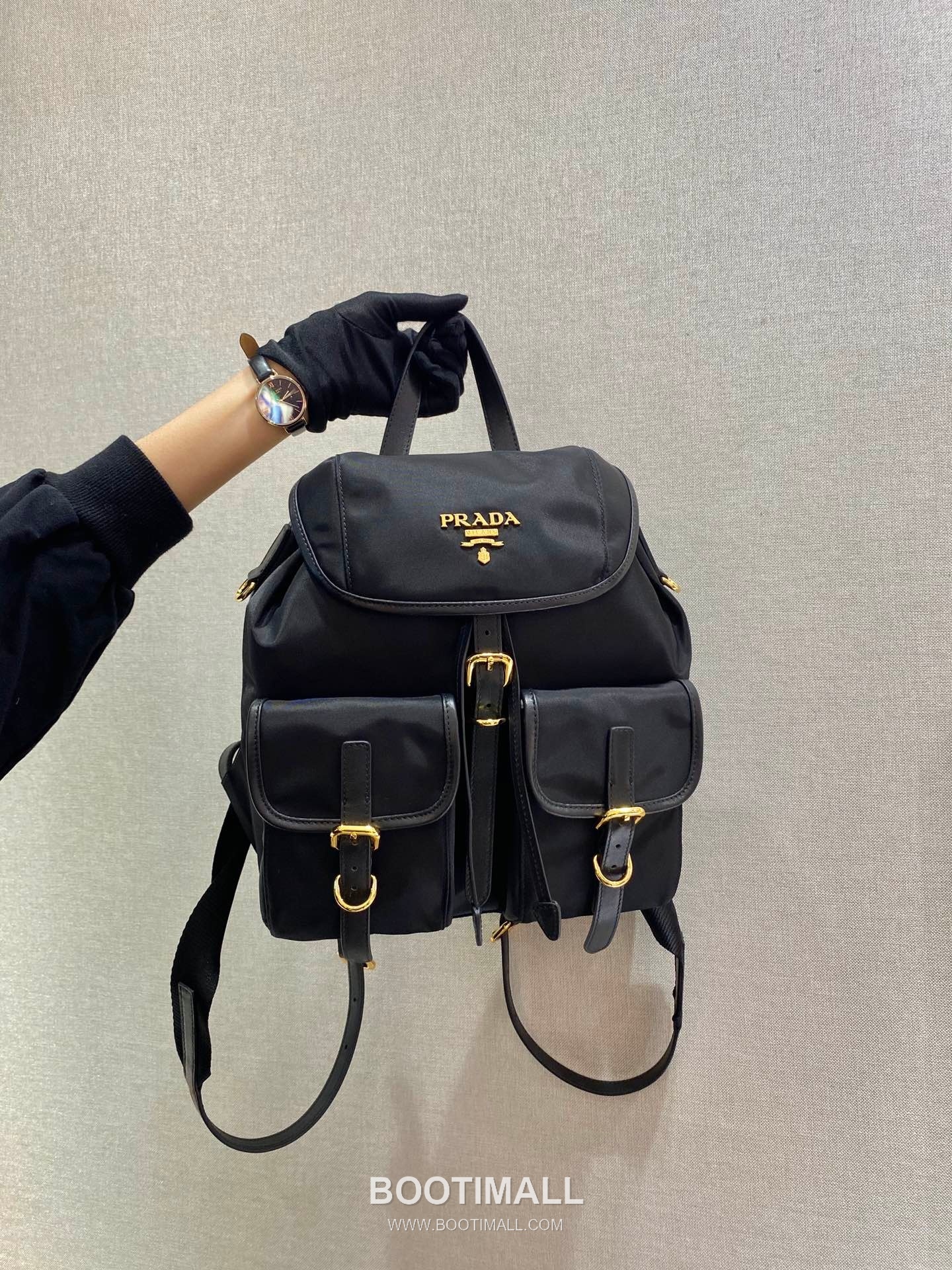 Prada Nylon Backpack with Flap Buckle and Front Pocket Detail 프라다 나일론 플랩 버클 프론트 포켓 백팩 1BZ005A 30cm 10