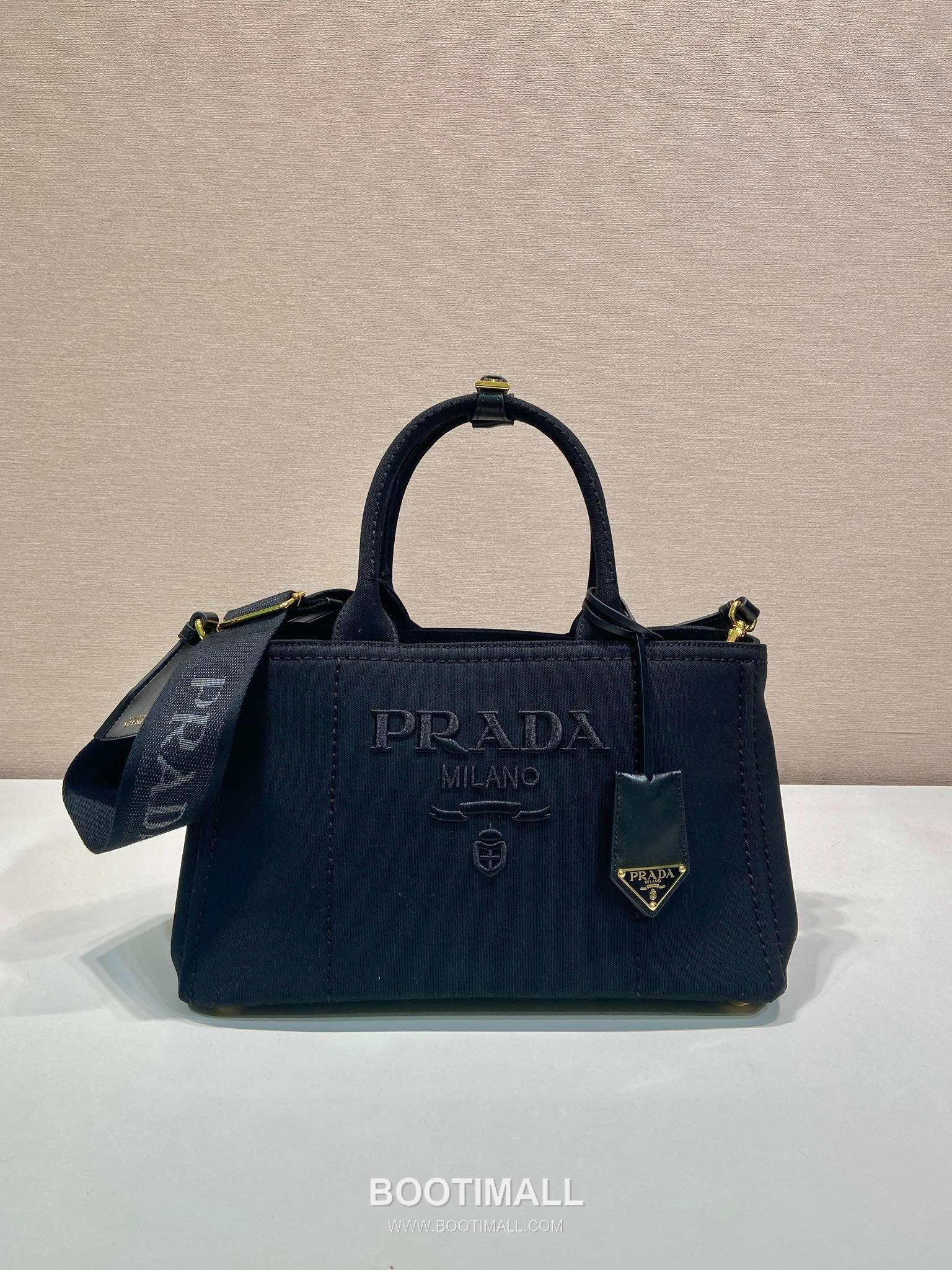 Prada Canvas Tote Bag with Leather Trim and Logo Strap 프라다 캔버스 레더 트림 로고 스트랩 토트백 1BG554 33cm 1