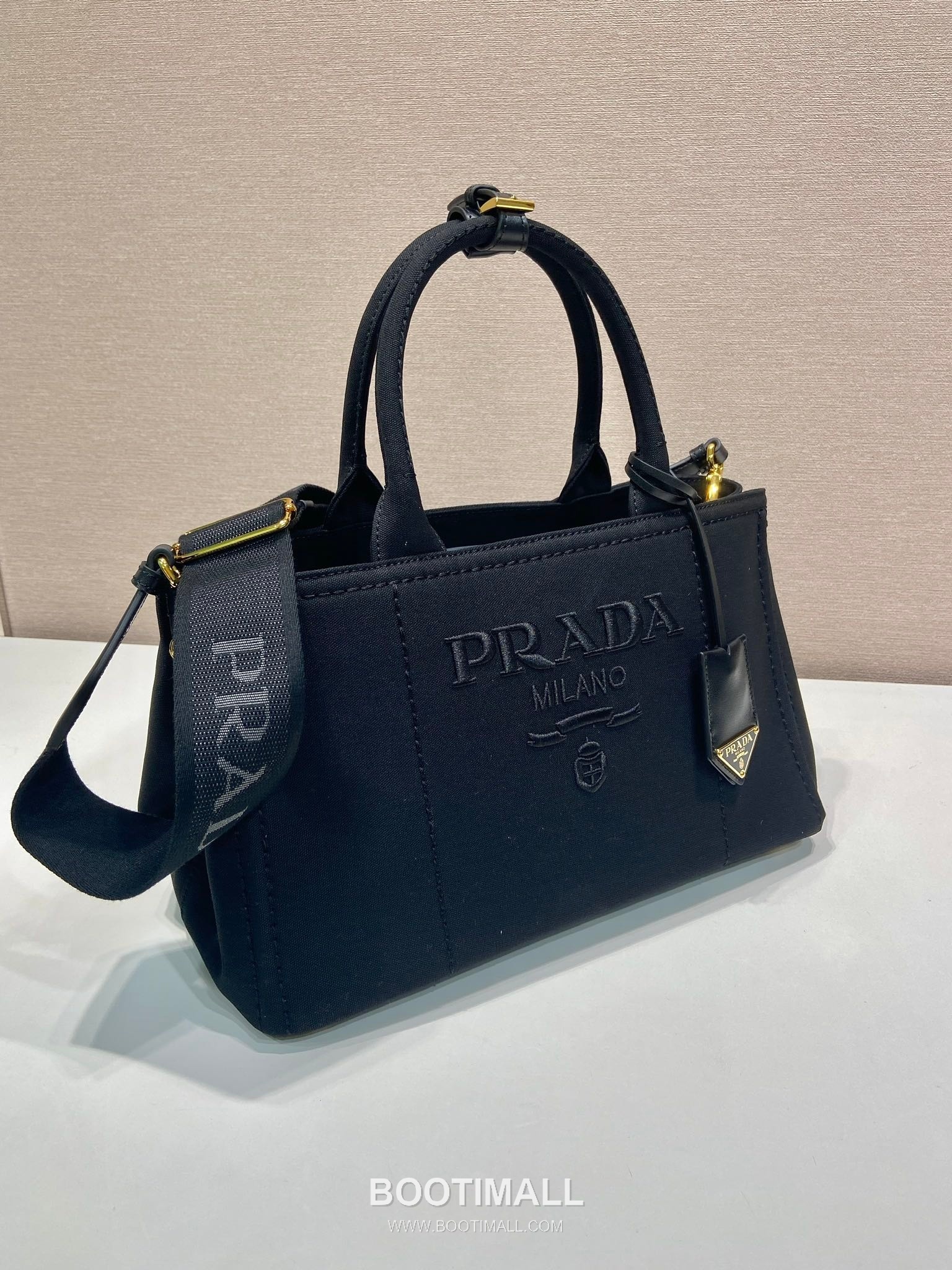 Prada Canvas Tote Bag with Leather Trim and Logo Strap 프라다 캔버스 레더 트림 로고 스트랩 토트백 1BG554 33cm 2