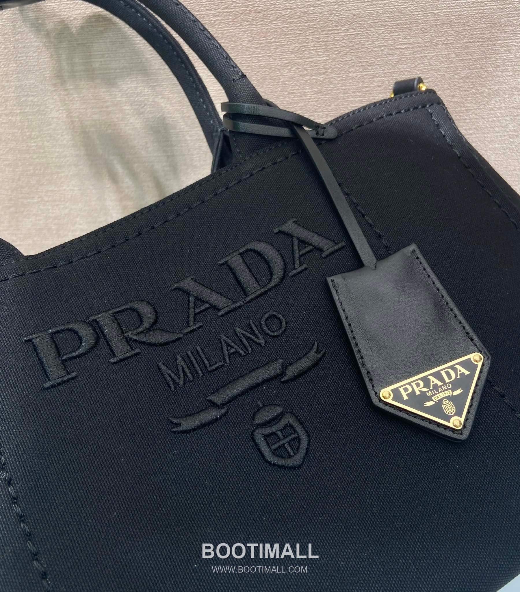 Prada Canvas Tote Bag with Leather Trim and Logo Strap 프라다 캔버스 레더 트림 로고 스트랩 토트백 1BG554 33cm 7