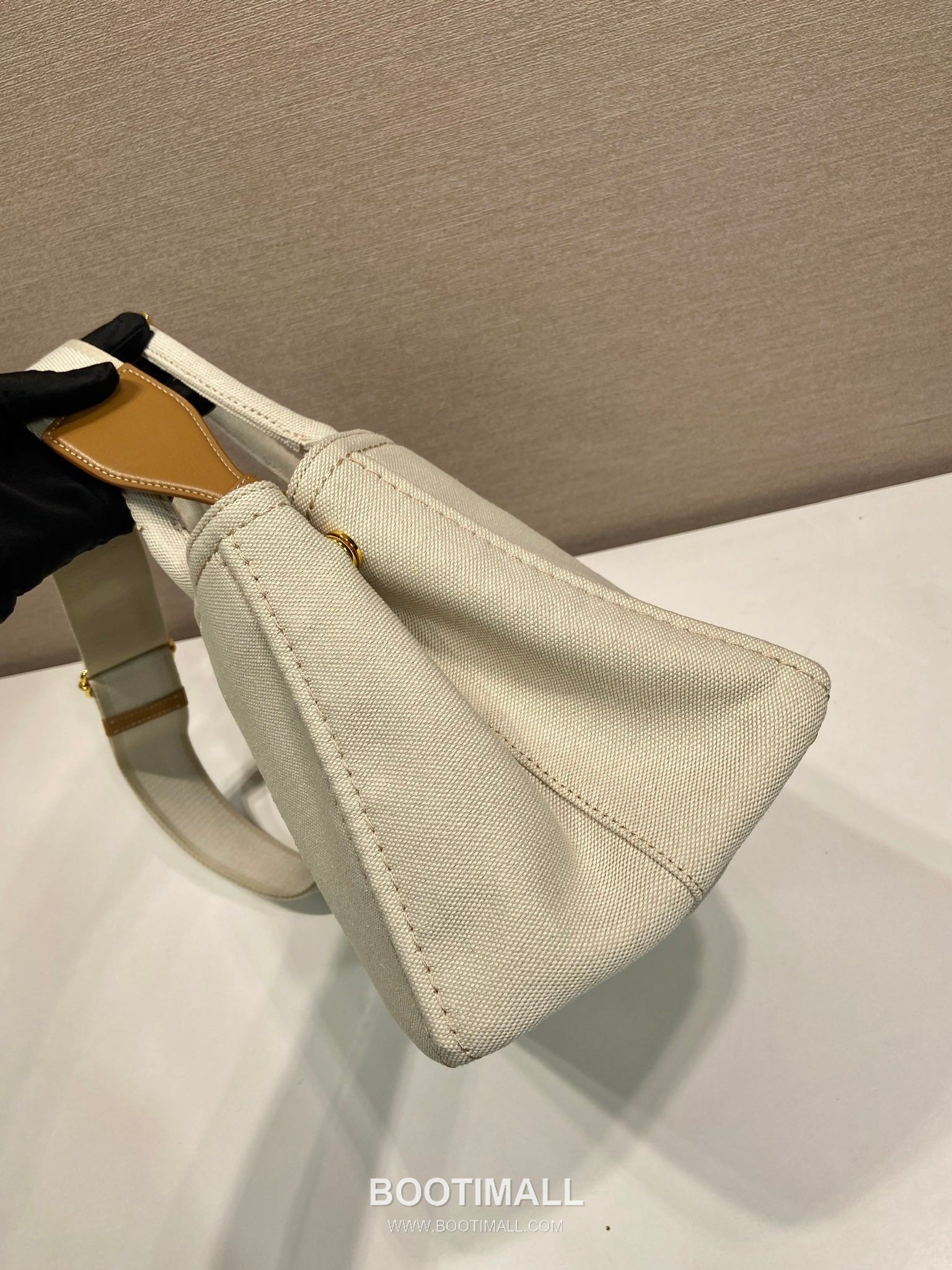 Prada Canvas Tote Bag with Leather Trim and Logo Strap 프라다 캔버스 레더 트림 로고 스트랩 토트백 1BG554 33cm 5