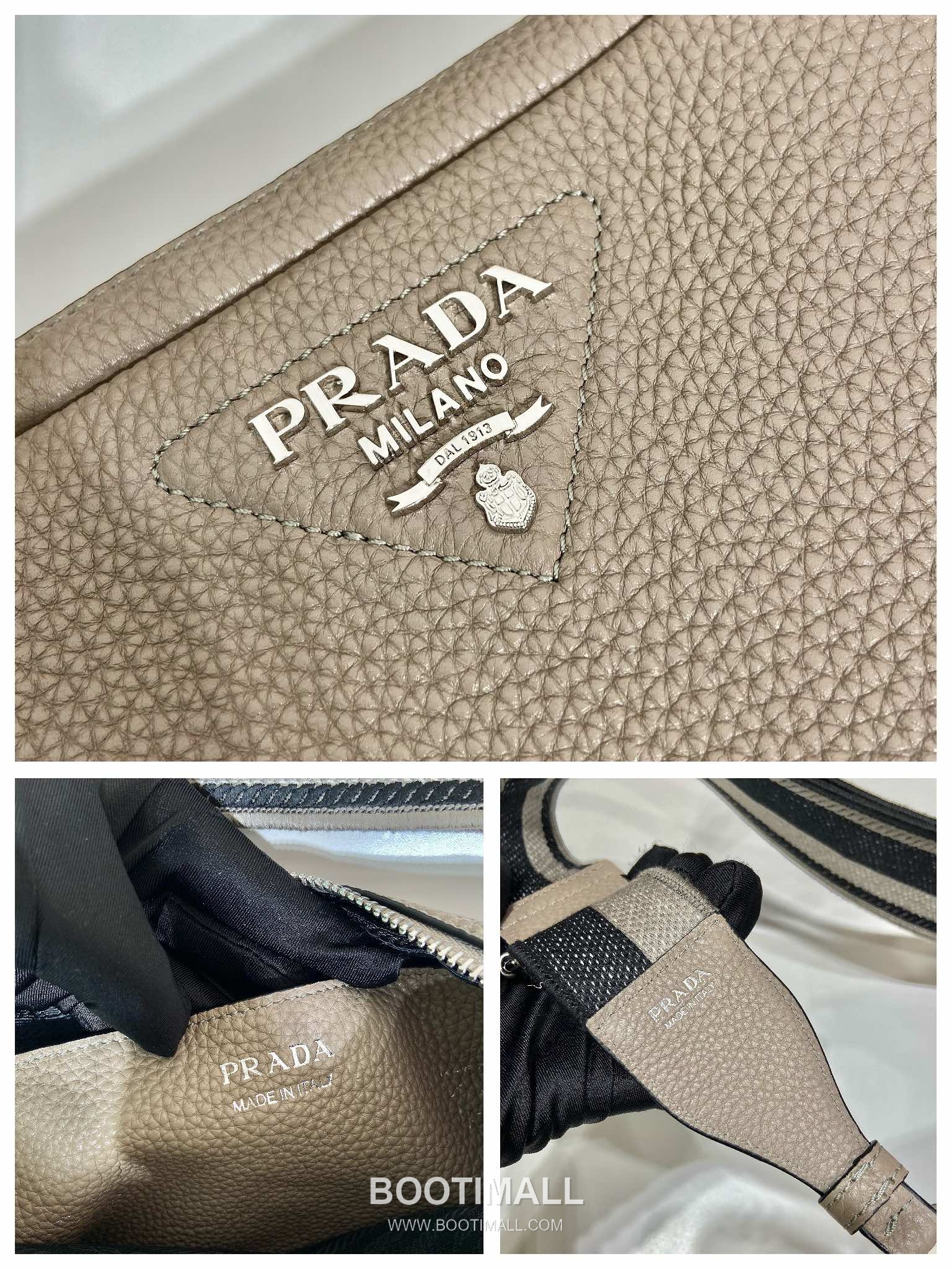 Prada Deerskin Calf Leather Crossbody Bag with Dual Adjustable Strap 프라다 디어스킨 카프 가죽 듀얼 조절 스트랩 크로스백 1BD082 22cm 9