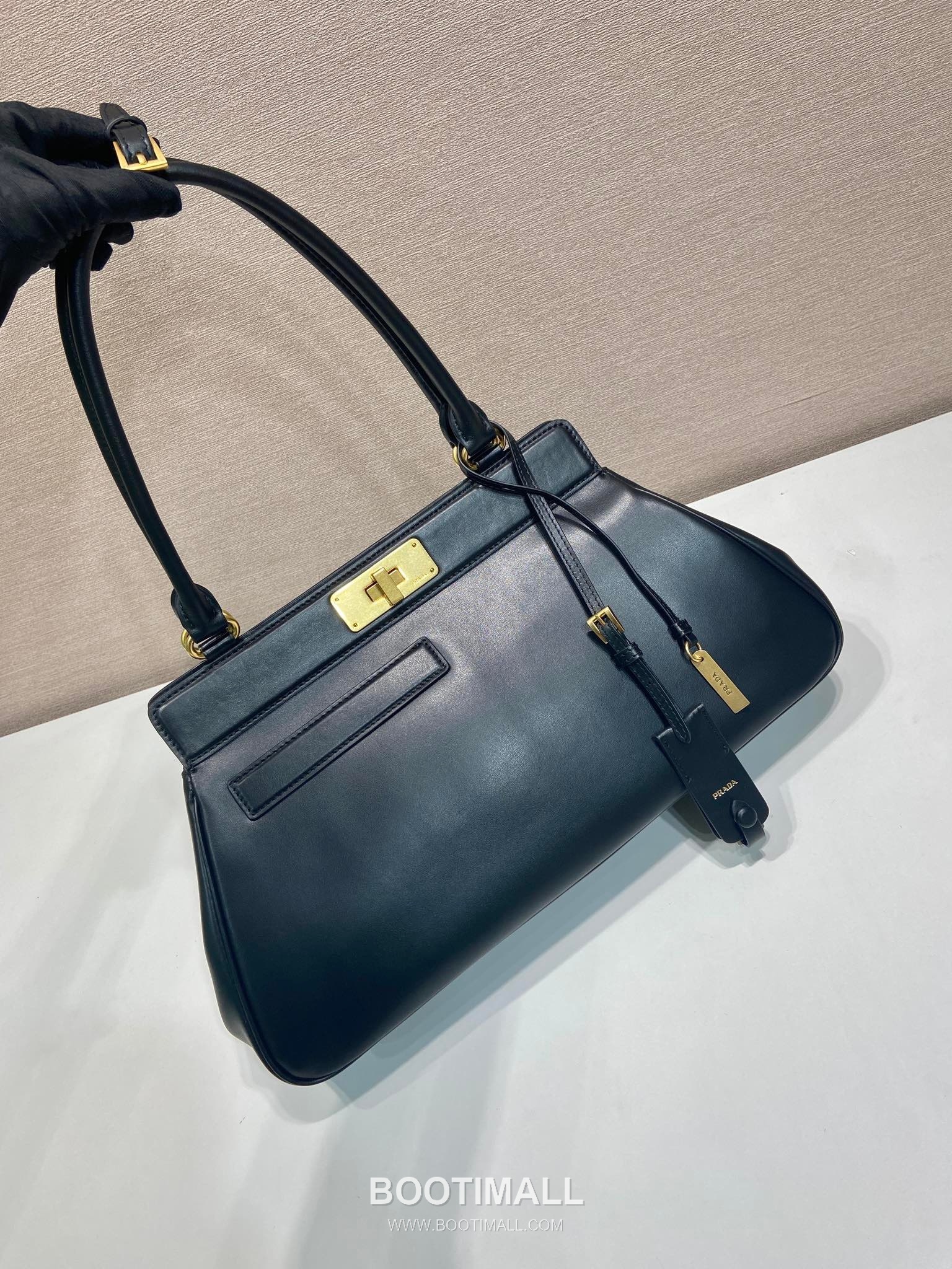 Prada Calfskin Leather Tote Bag with Front Back Pocket and Turn Lock Detail 프라다 카프스킨 가죽 앞뒤 포켓 턴락 토트백 1BG569 38cm 2