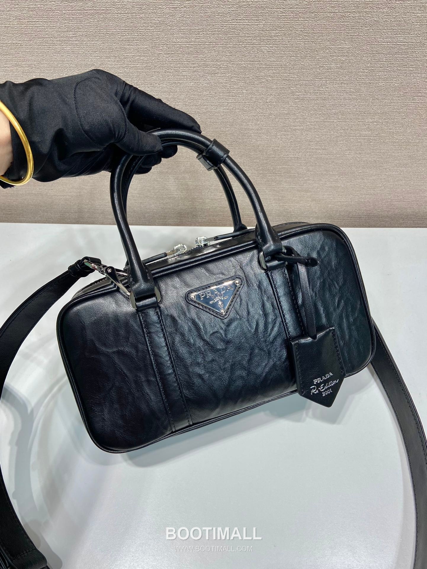Prada Lambskin Leather Boston Bag with Pleated Detail and Strap 프라다 램스킨 가죽 플리츠 디테일 스트랩 보스턴백 1BB098 24cm 3