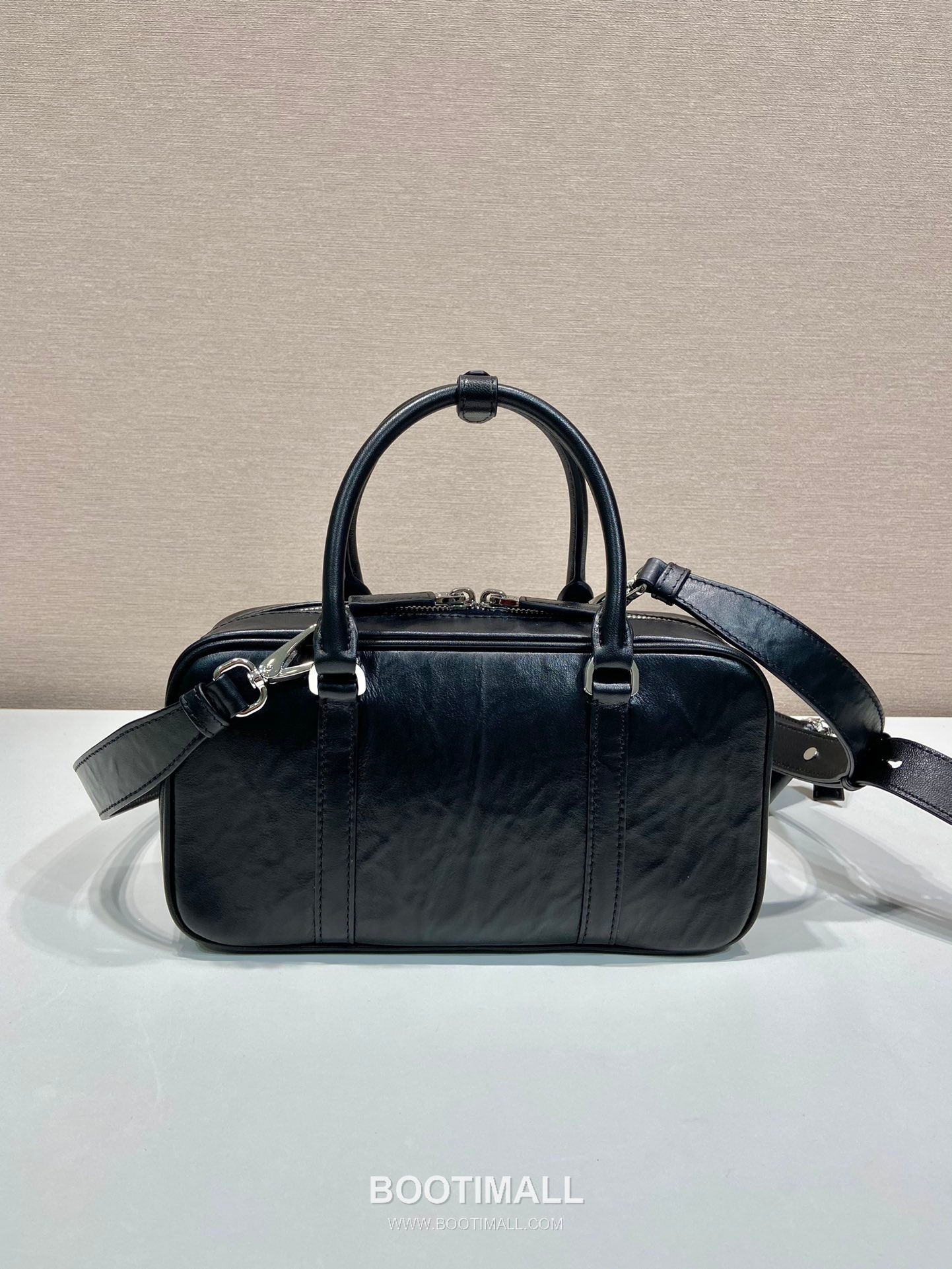 Prada Lambskin Leather Boston Bag with Pleated Detail and Strap 프라다 램스킨 가죽 플리츠 디테일 스트랩 보스턴백 1BB098 24cm 5