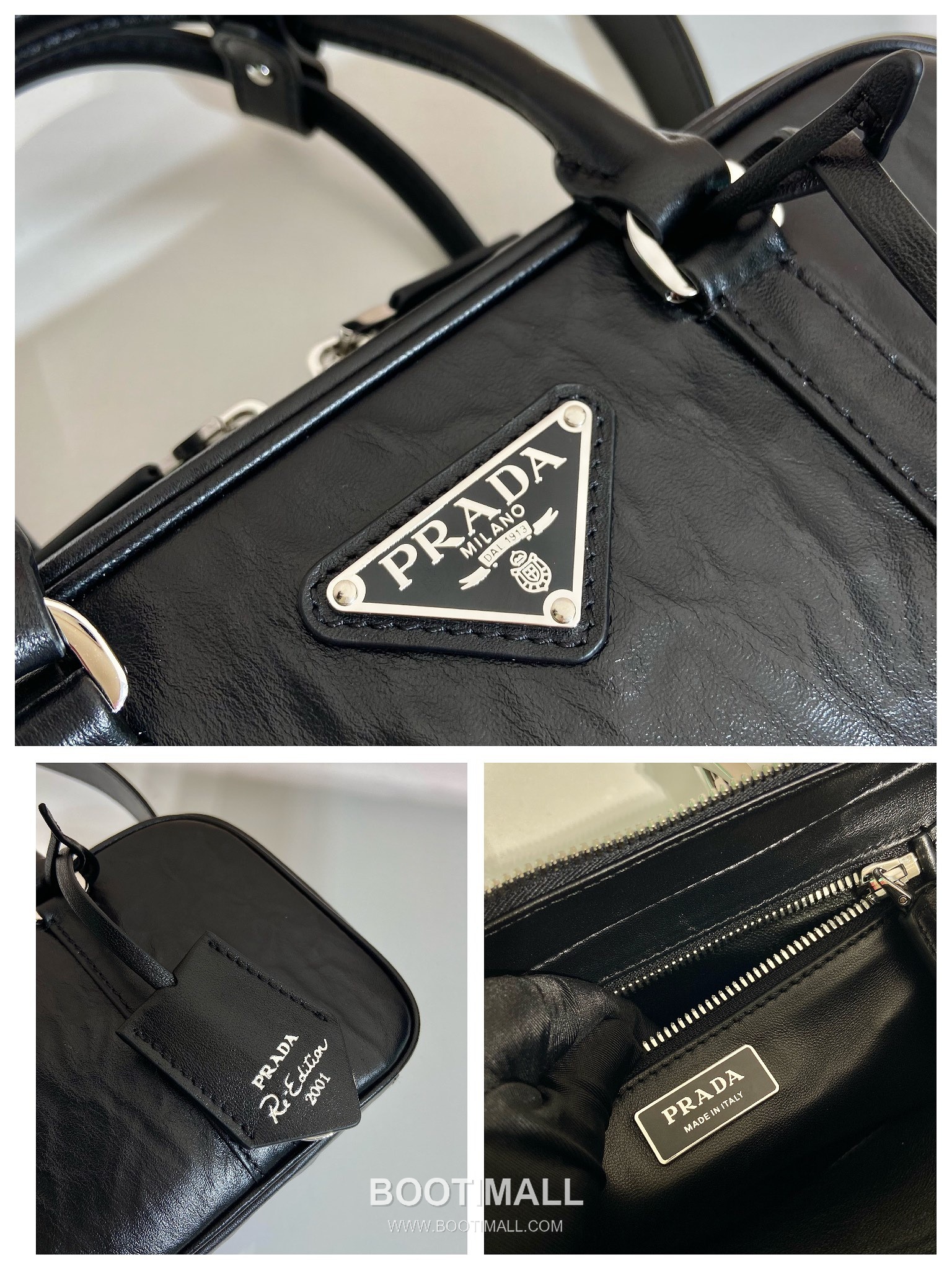 Prada Lambskin Leather Boston Bag with Pleated Detail and Strap 프라다 램스킨 가죽 플리츠 디테일 스트랩 보스턴백 1BB098 24cm 10