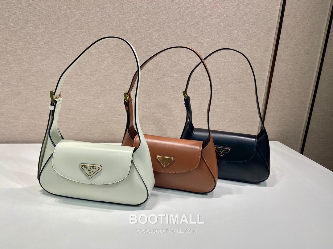 Prada Calfskin Leather Shoulder Bag with Magnetic Flap and Adjustable Handle 프라다 카프스킨 가죽 마그네틱 플랩 조절 핸들 숄더백 1BD358 25cm 11