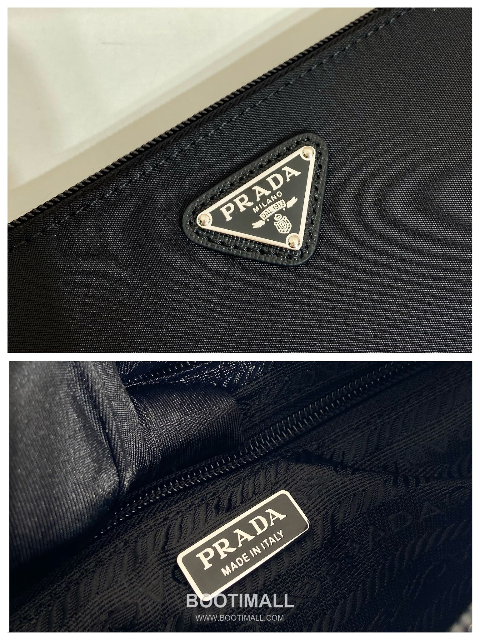 Prada Nylon Crossgrain Leather Handle Hobo Bag with Triangle Logo 프라다 나일론 크로스그레인 핸들 호보백 1NI545 24cm 9