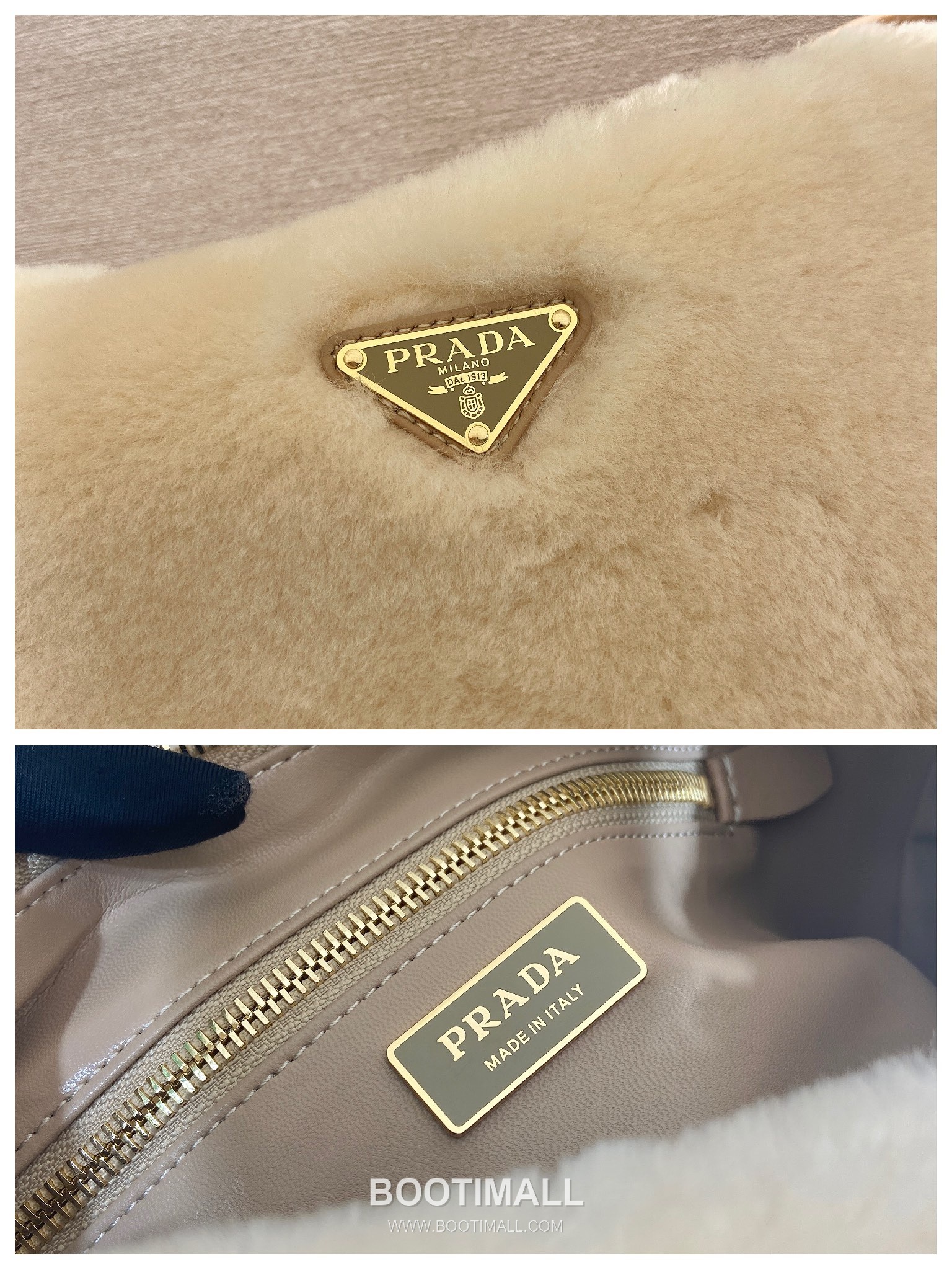Prada Aimee Wool Lambskin Hobo Shoulder Bag with Enamel Triangle Logo 프라다 에이미 울 램스킨 삼각로고 호보 숄더백 1BC229 31cm 9